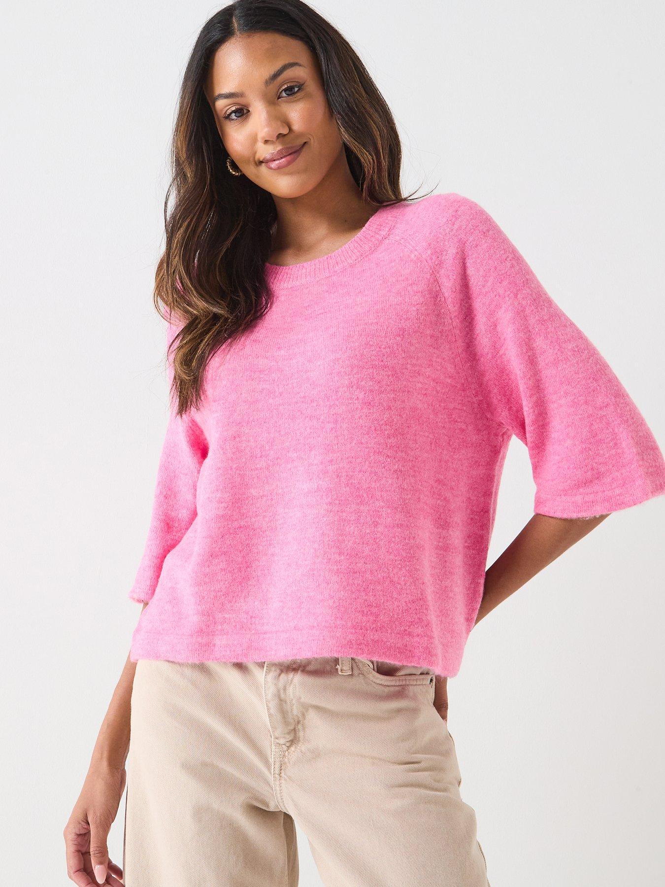 JDY Elanora 3/4 Length Sleeve Pullover- Pink