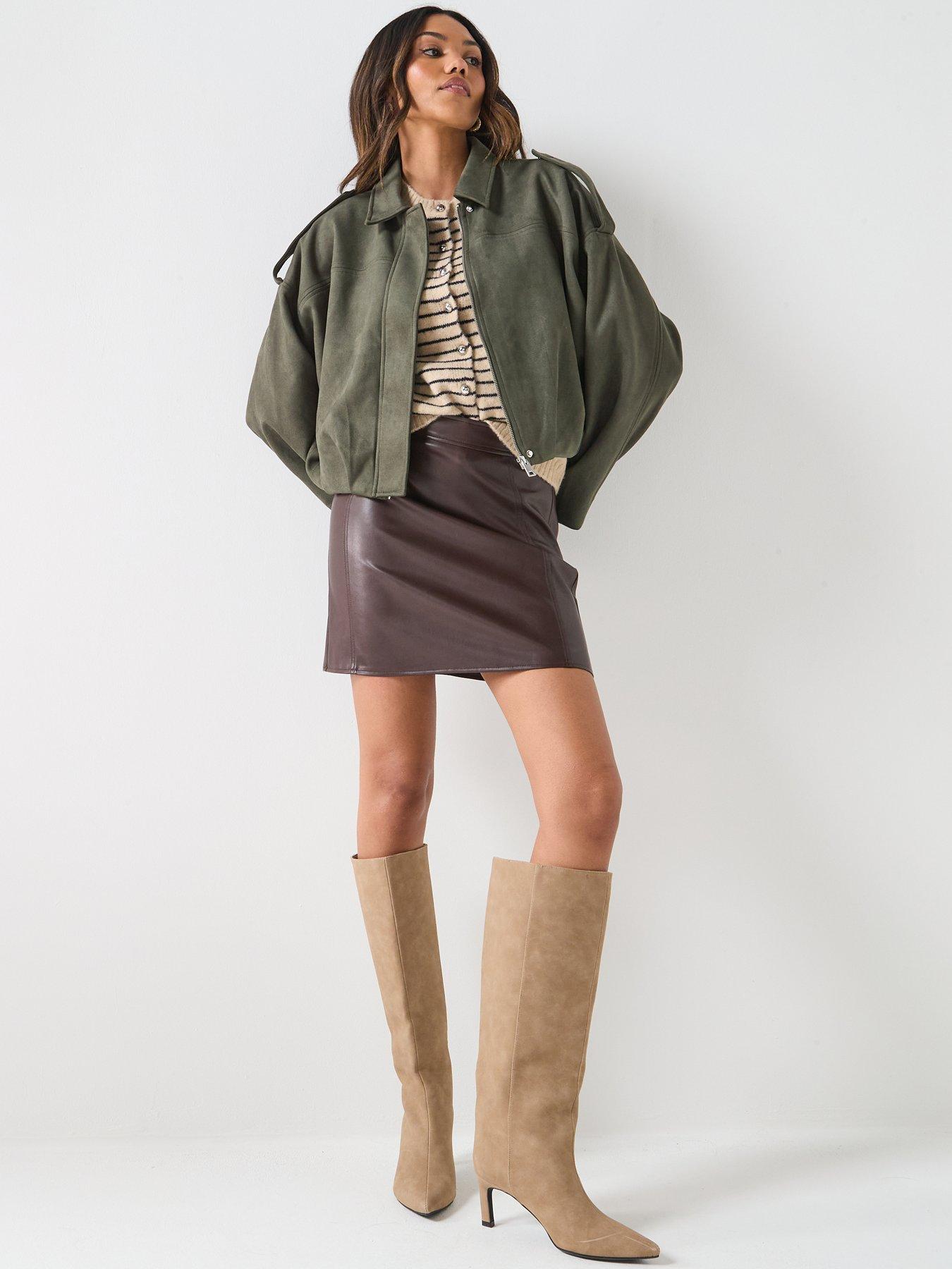 JDY Nia Faux Suede Jacket - Green | Very