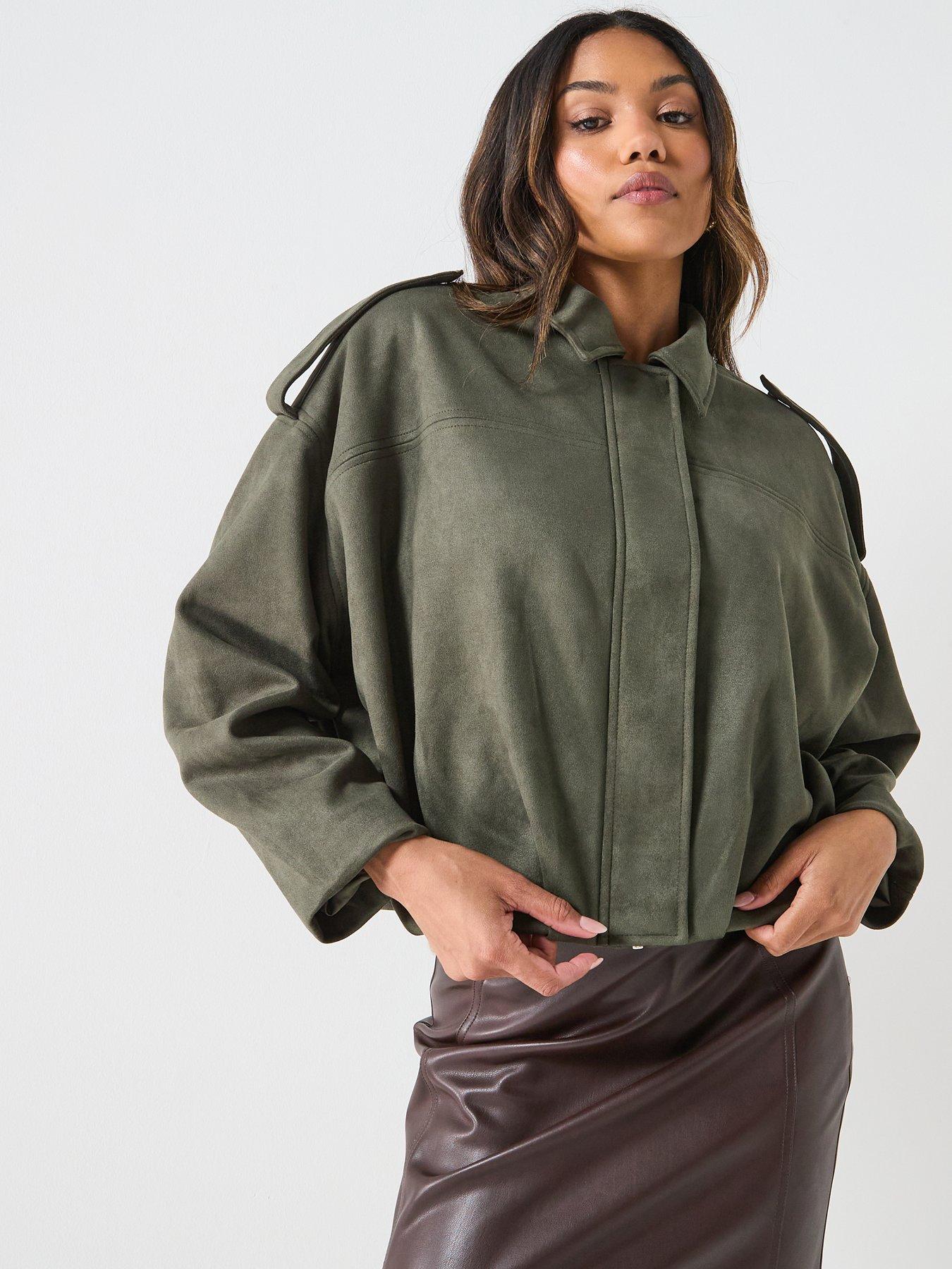 JDY Nia Faux Suede Jacket - Green | Very
