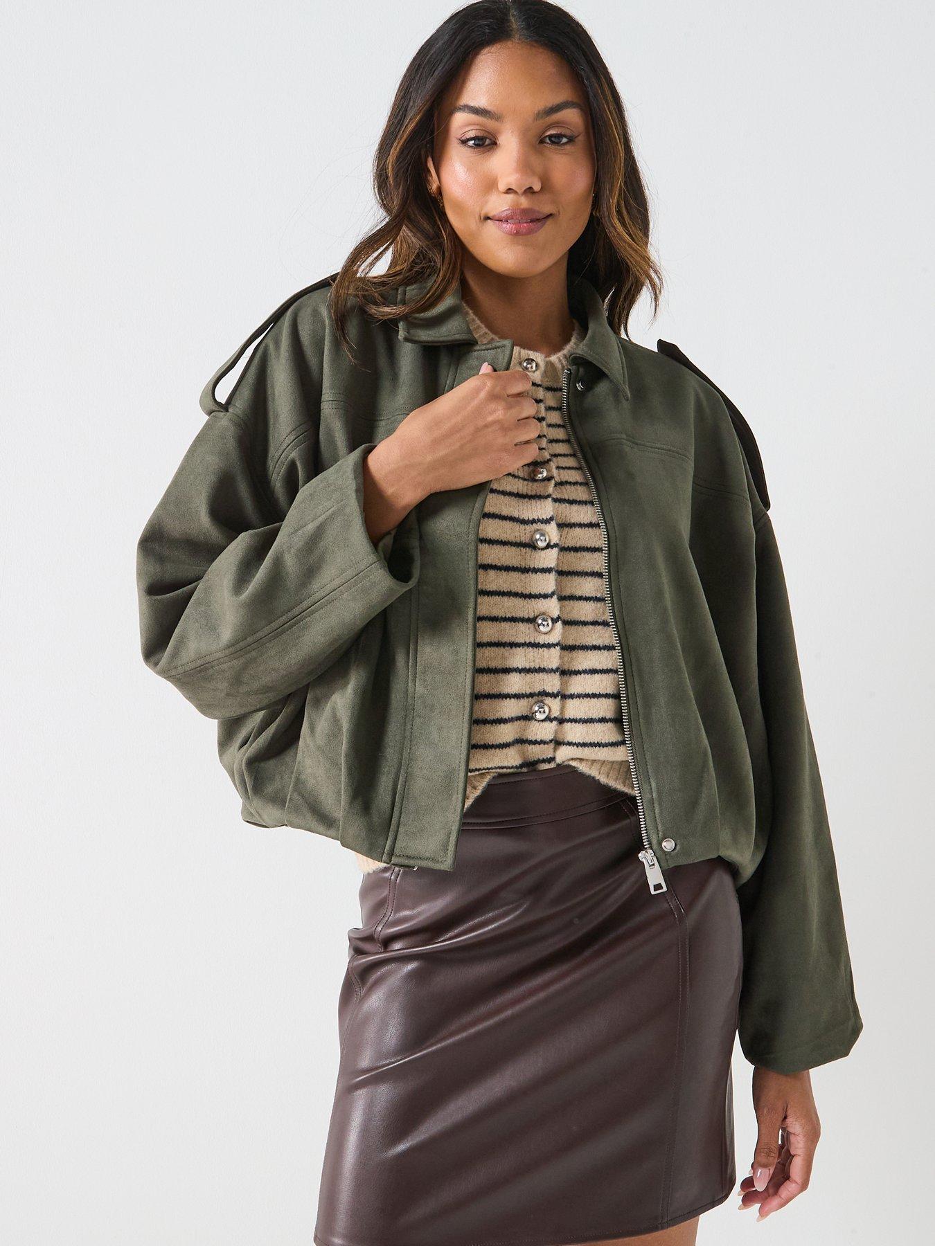 JDY Nia Faux Suede Jacket - Green | Very