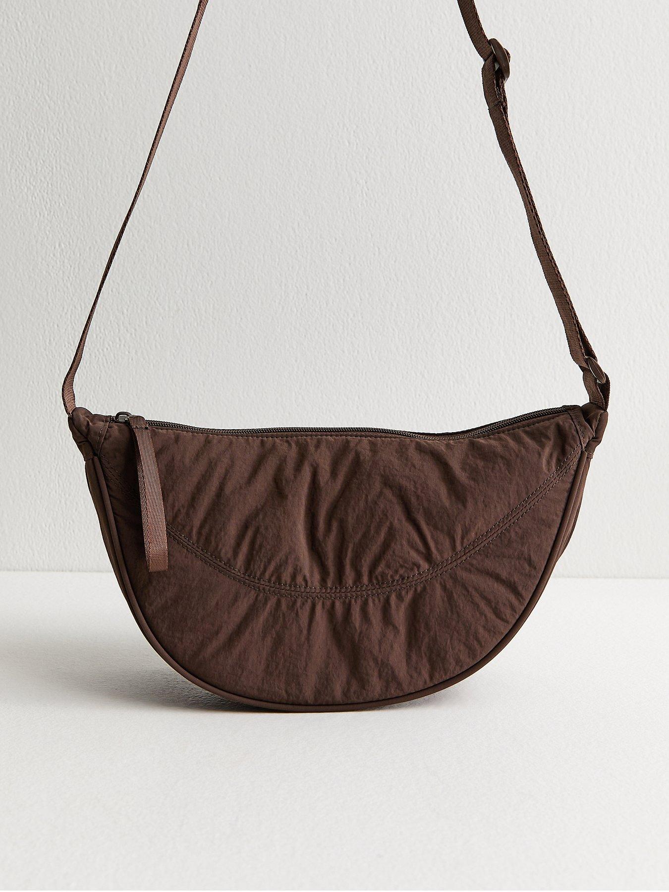 New Look Plain Curved Crossbody Bag - Dark Brown