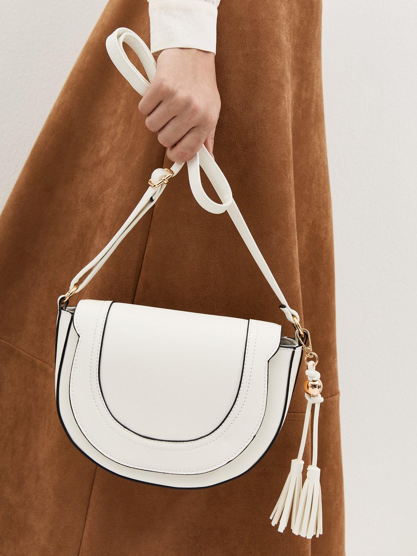 New Look Faux Leather Saddle Crossbody Bag - White