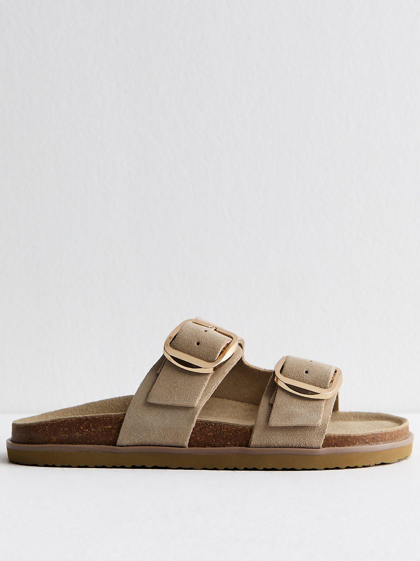 New Look Premium Real Leather Real Suede Buckled Strap Sandals - Off-White