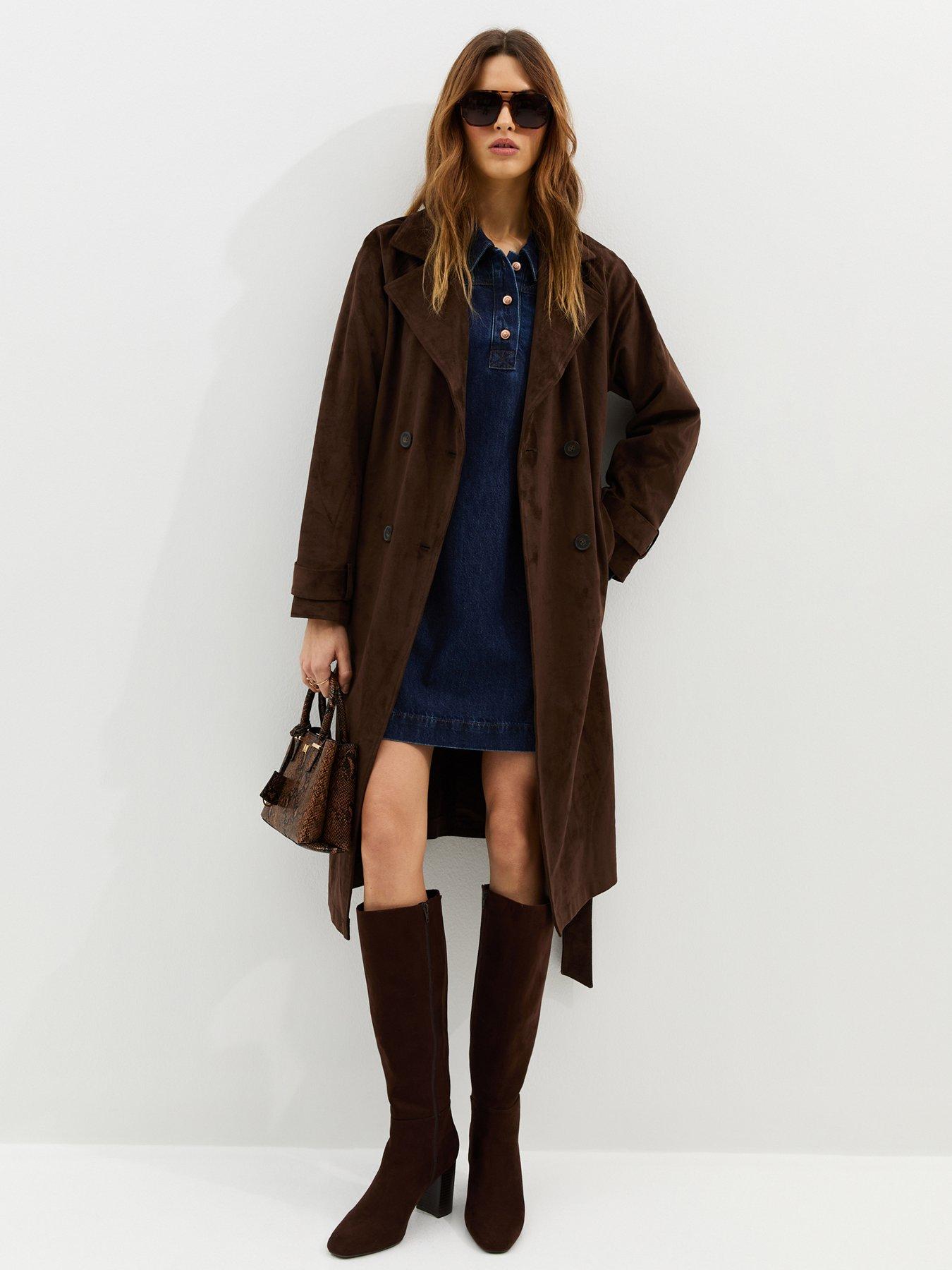 Image 5 of 6 of New Look Denim Long Sleeve Mini Shirt Dress - Blue