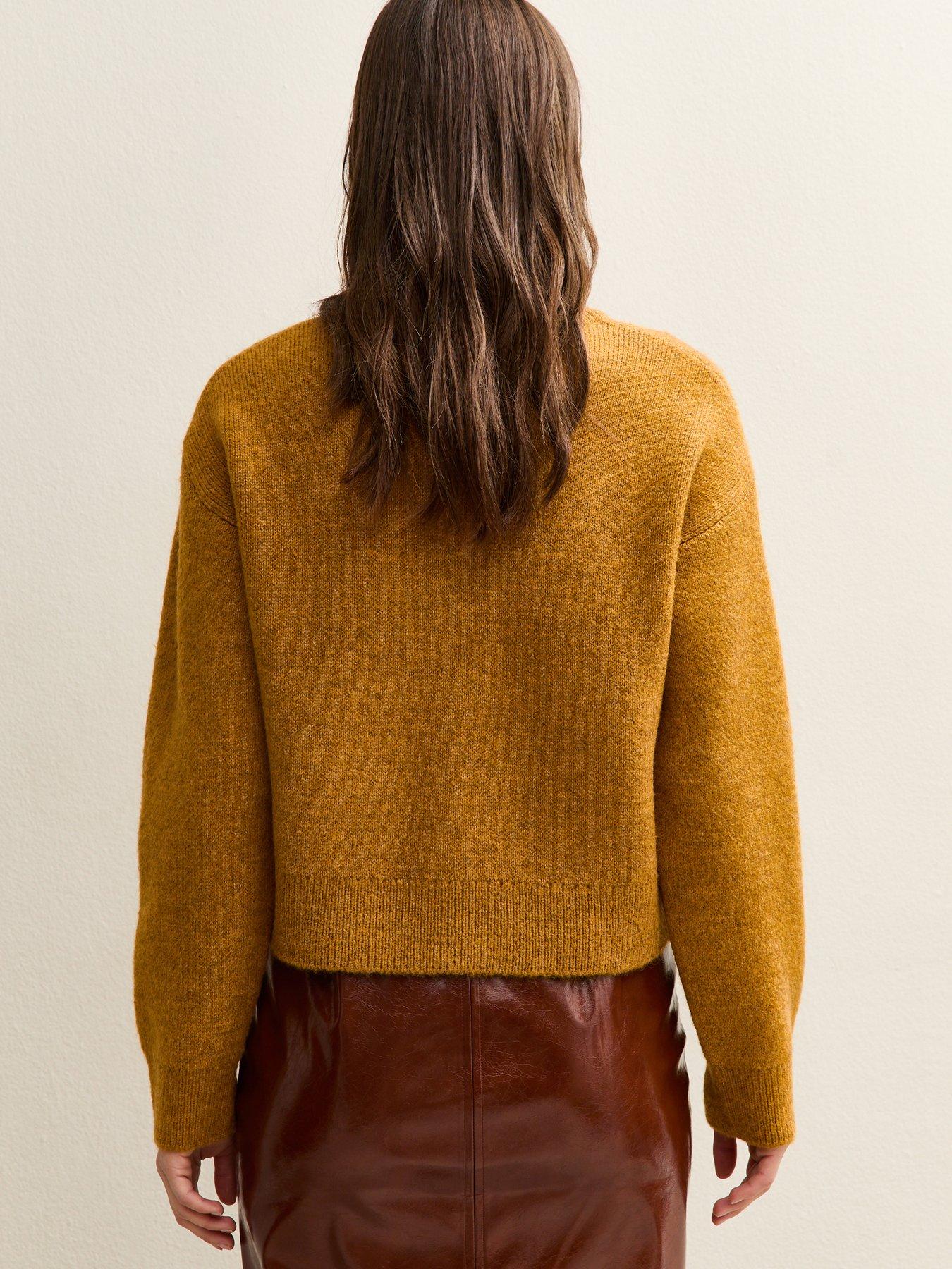 Image 2 of 5 of New Look Crew Neck Knitted Cardigan - Dark Yellow
