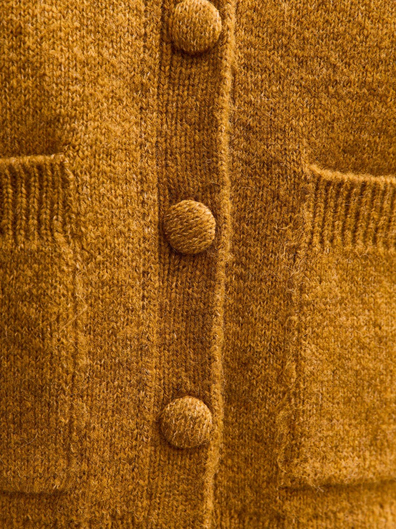 Image 5 of 5 of New Look Crew Neck Knitted Cardigan - Dark Yellow