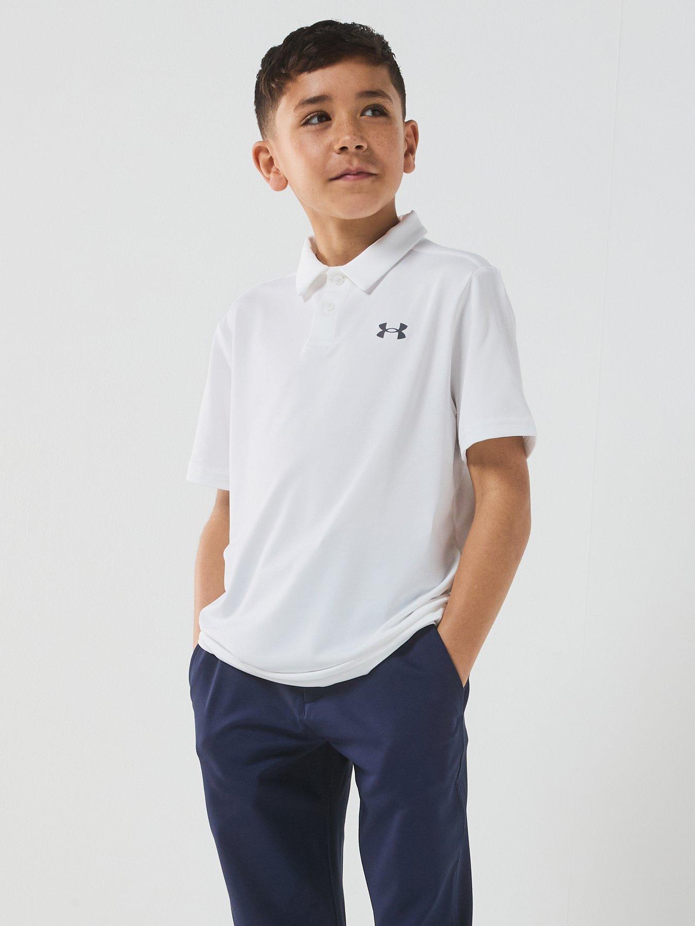 UNDER ARMOUR Junior Boys Golf Matchplay Short Sleeve Polo - White