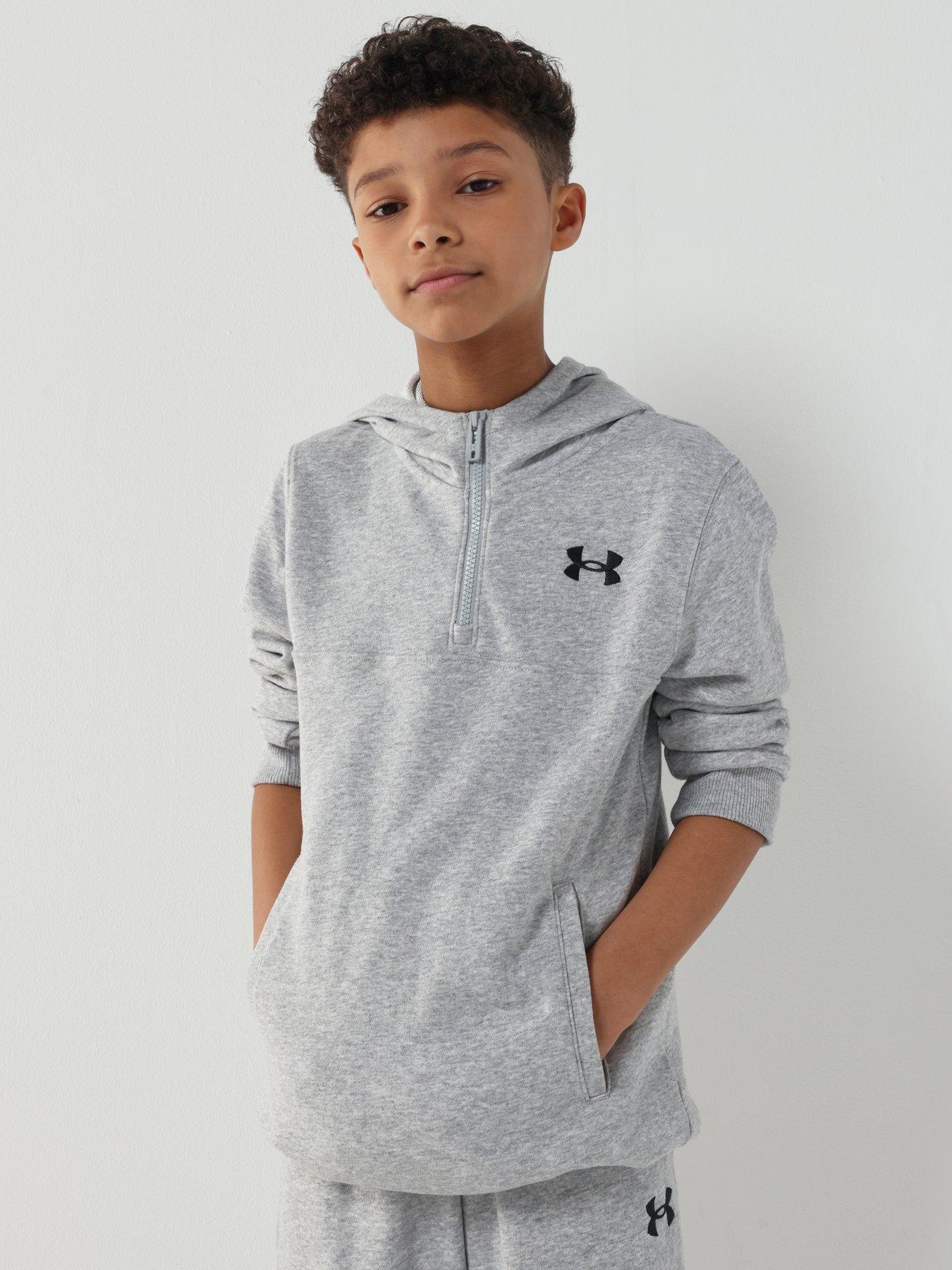 UNDER ARMOUR Junior Boys Training Rival Terry Hoodie, Grey, Size Xl=15-16 Years