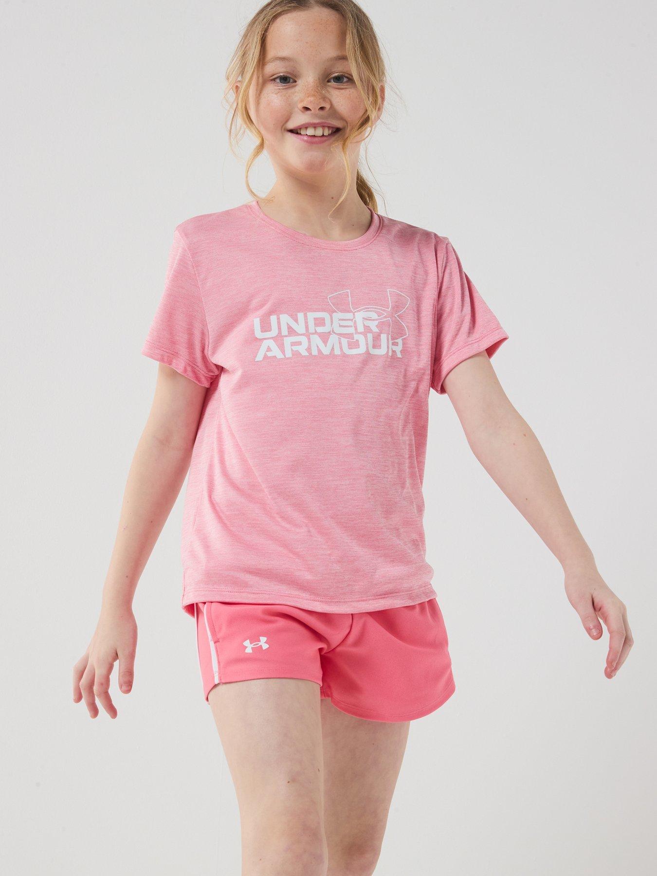 Under Armour Junior Girls Training Tech Short Sleeve Crew Neck T-Shirt - Pink