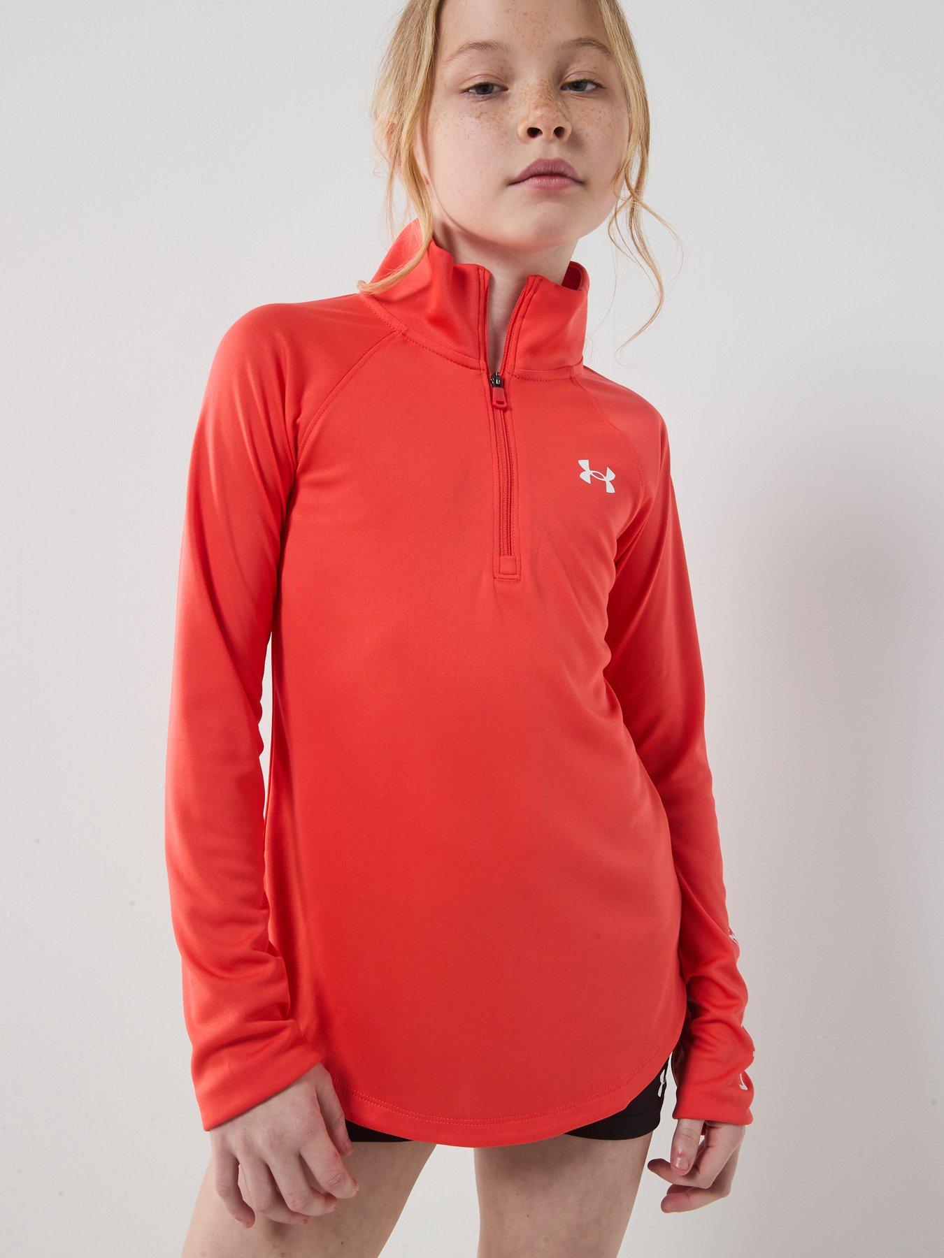 Image 5 of 7 of UNDER ARMOUR Junior Girls Training Tech 1/2 Zip Top - Red