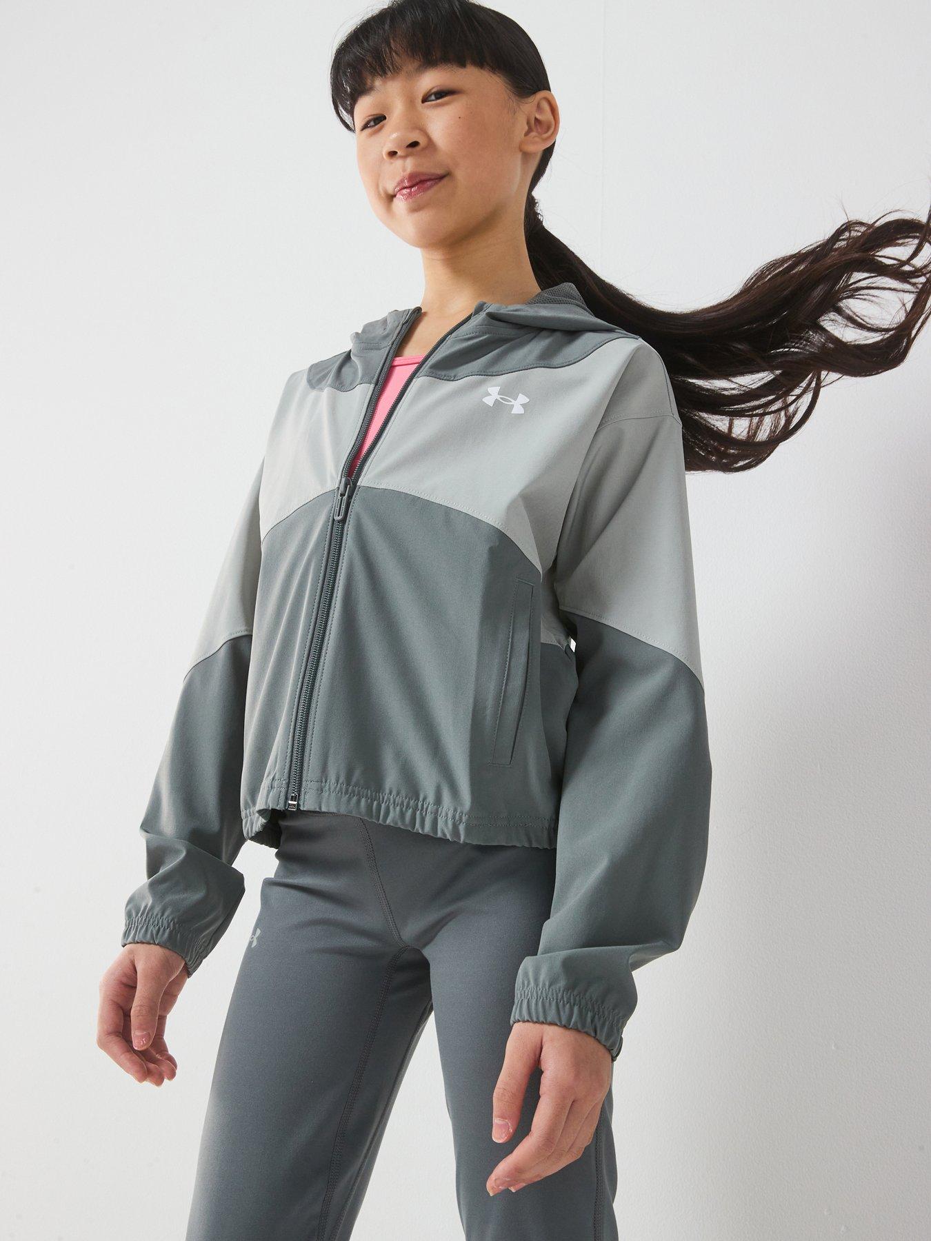 UNDER ARMOUR Junior Girls Training Rival Woven Jacket - Grey