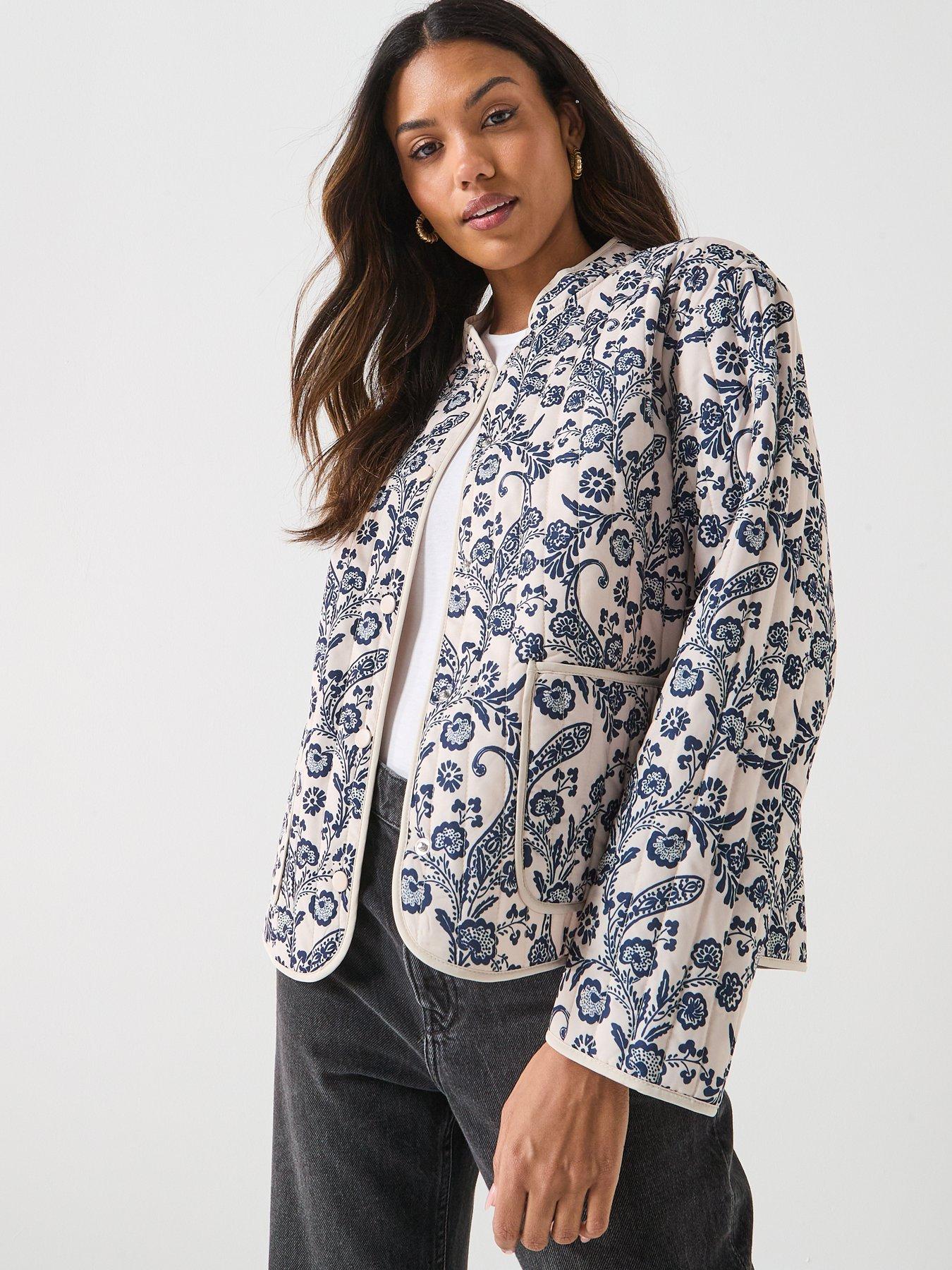 Vero Moda Clara Quilted Paisley Print Jacket, Pumice Stone, Size S, Women