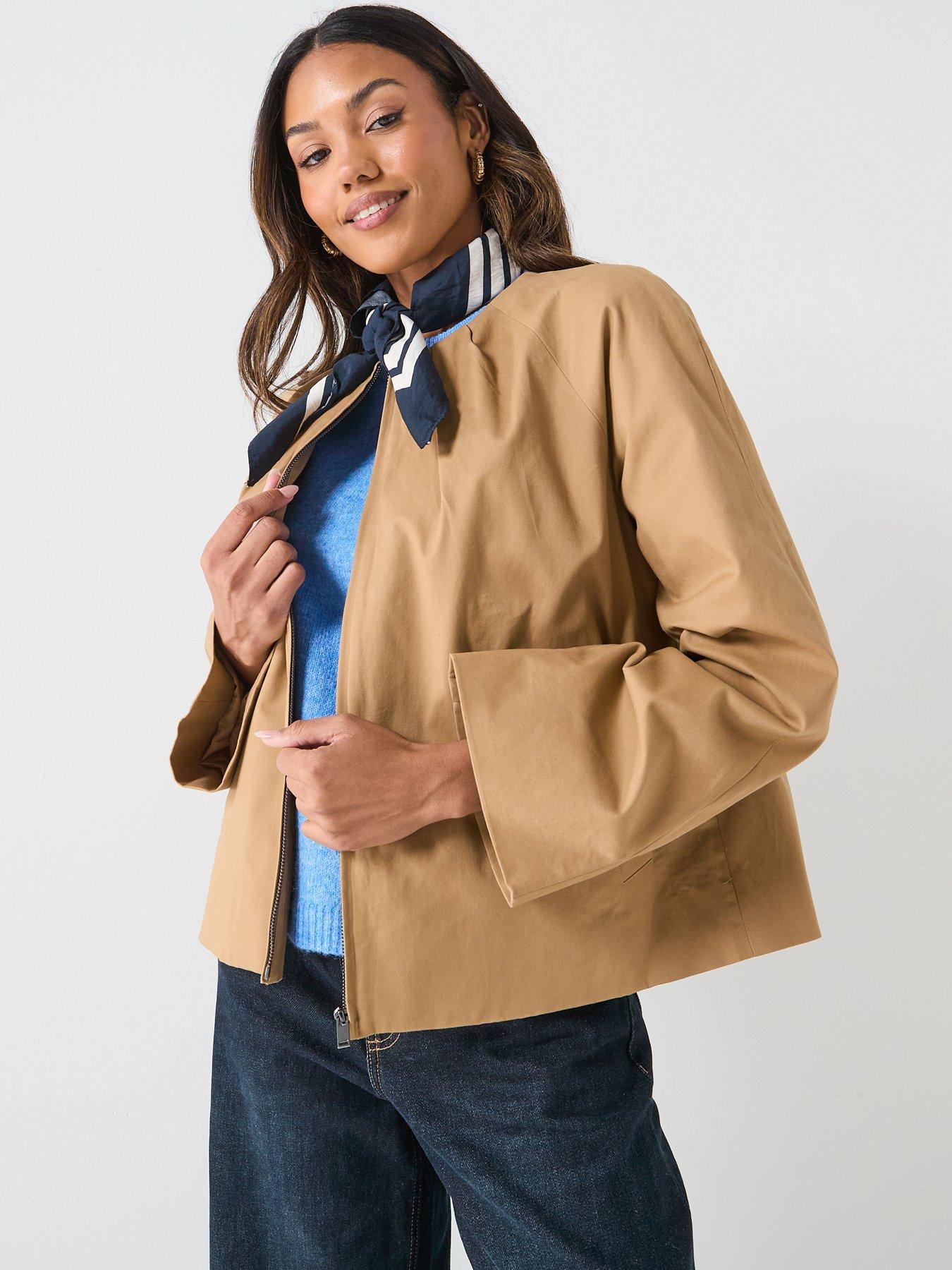 Image 1 of 6 of AWARE Vera Long Sleeve Collarless Jacket - Brown