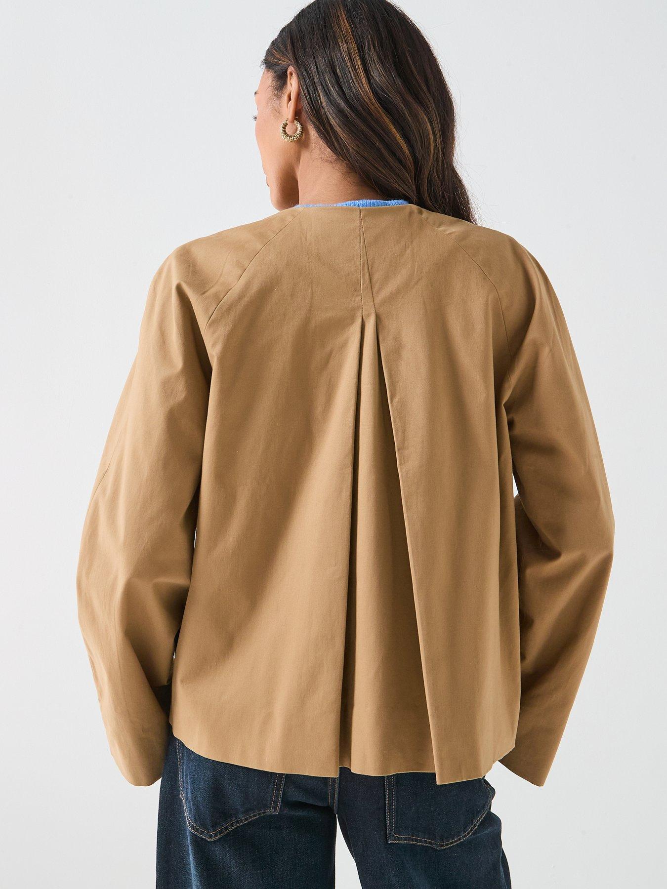 Image 2 of 6 of AWARE Vera Long Sleeve Collarless Jacket - Brown