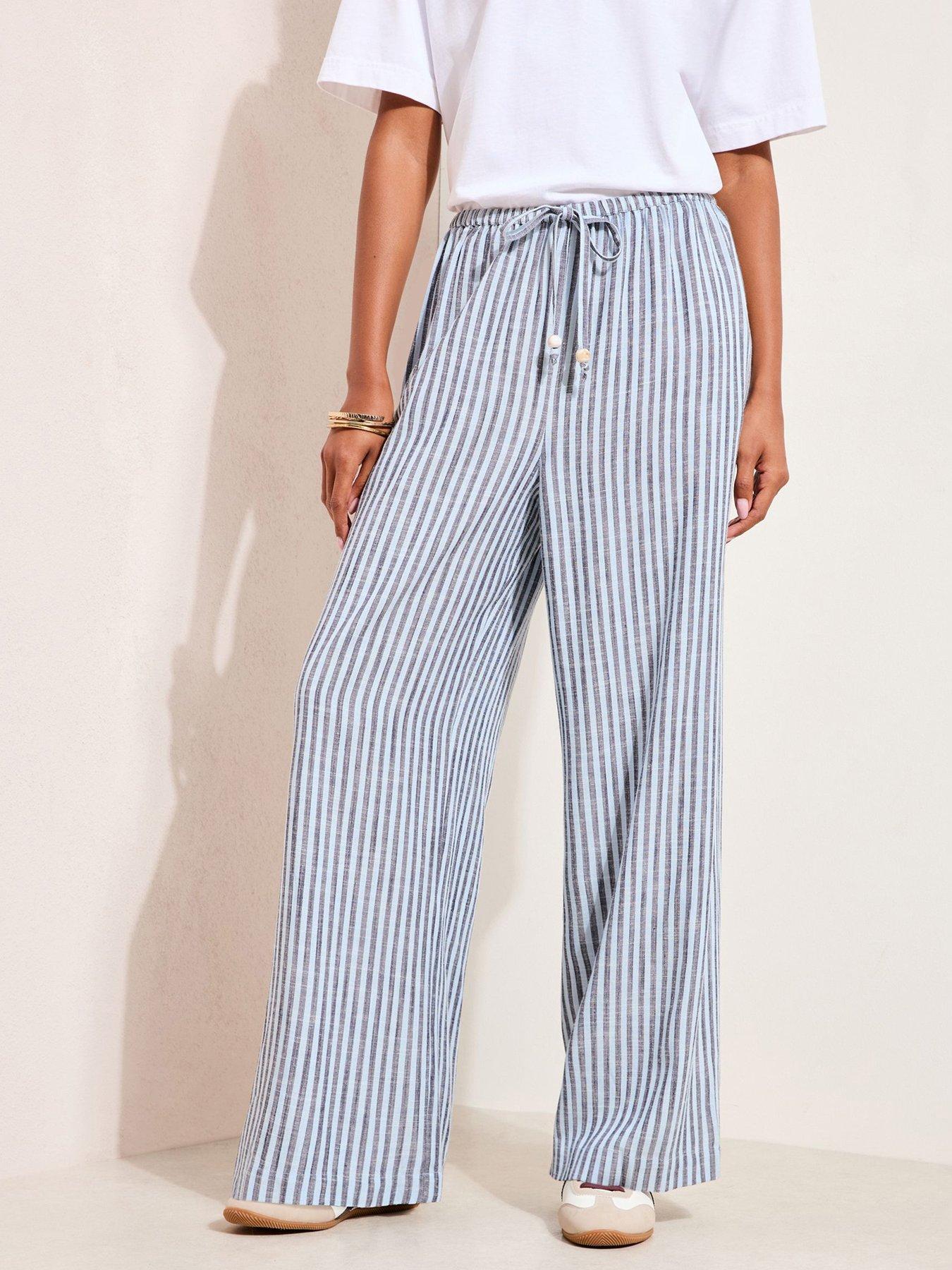 Image 1 of 4 of Friends Like These Linen Wide Leg Tie Trouser - Blue