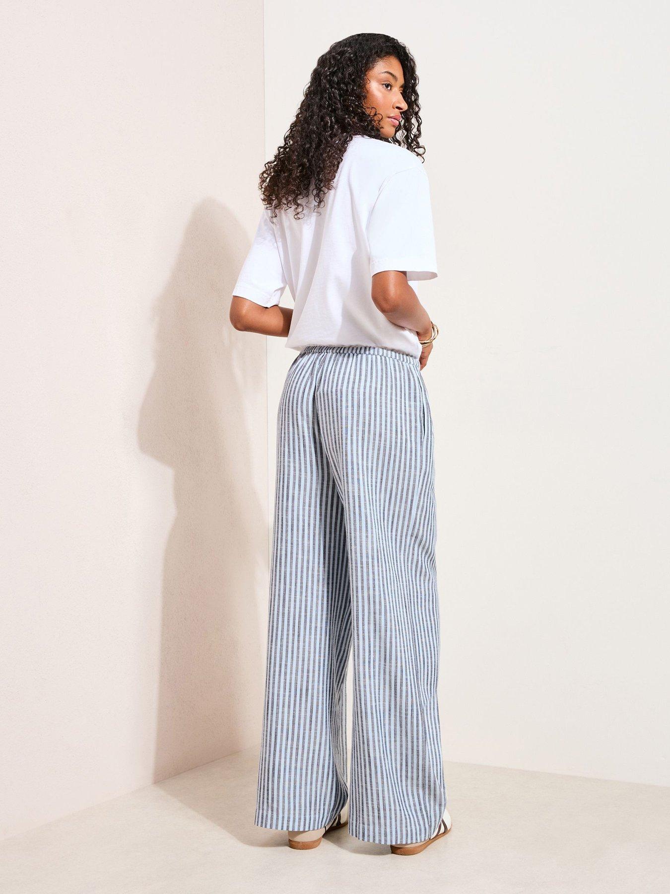 Image 2 of 4 of Friends Like These Linen Wide Leg Tie Trouser - Blue