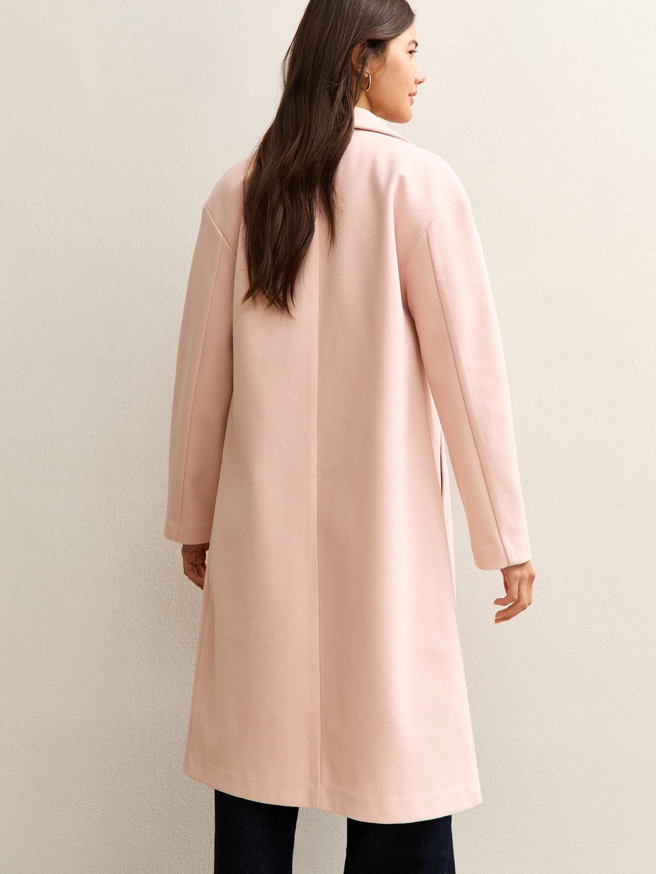 Image 2 of 5 of New Look Open Front Longline Coat - Pink
