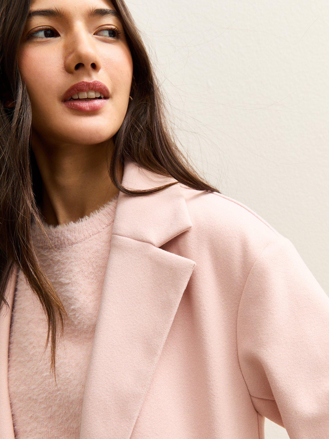 Image 4 of 5 of New Look Open Front Longline Coat - Pink