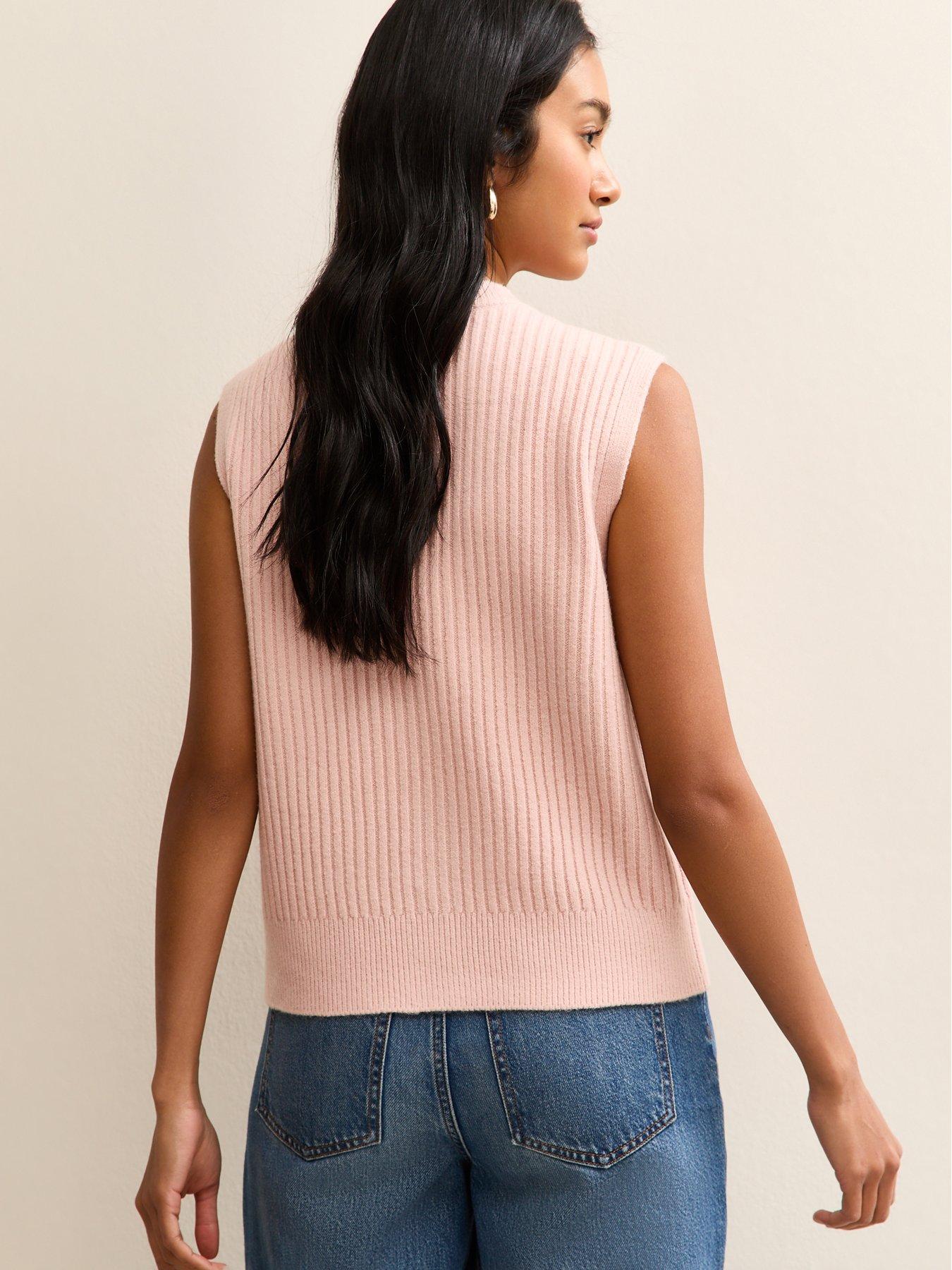 Image 2 of 5 of New Look Cable Knit Waistcoat - Light Pink