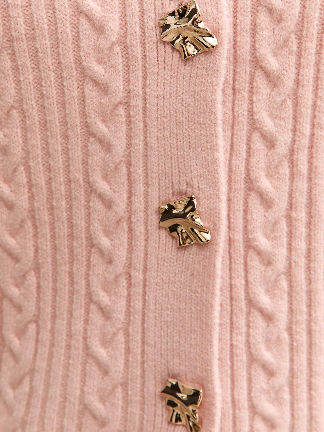 Image 5 of 5 of New Look Cable Knit Waistcoat - Light Pink
