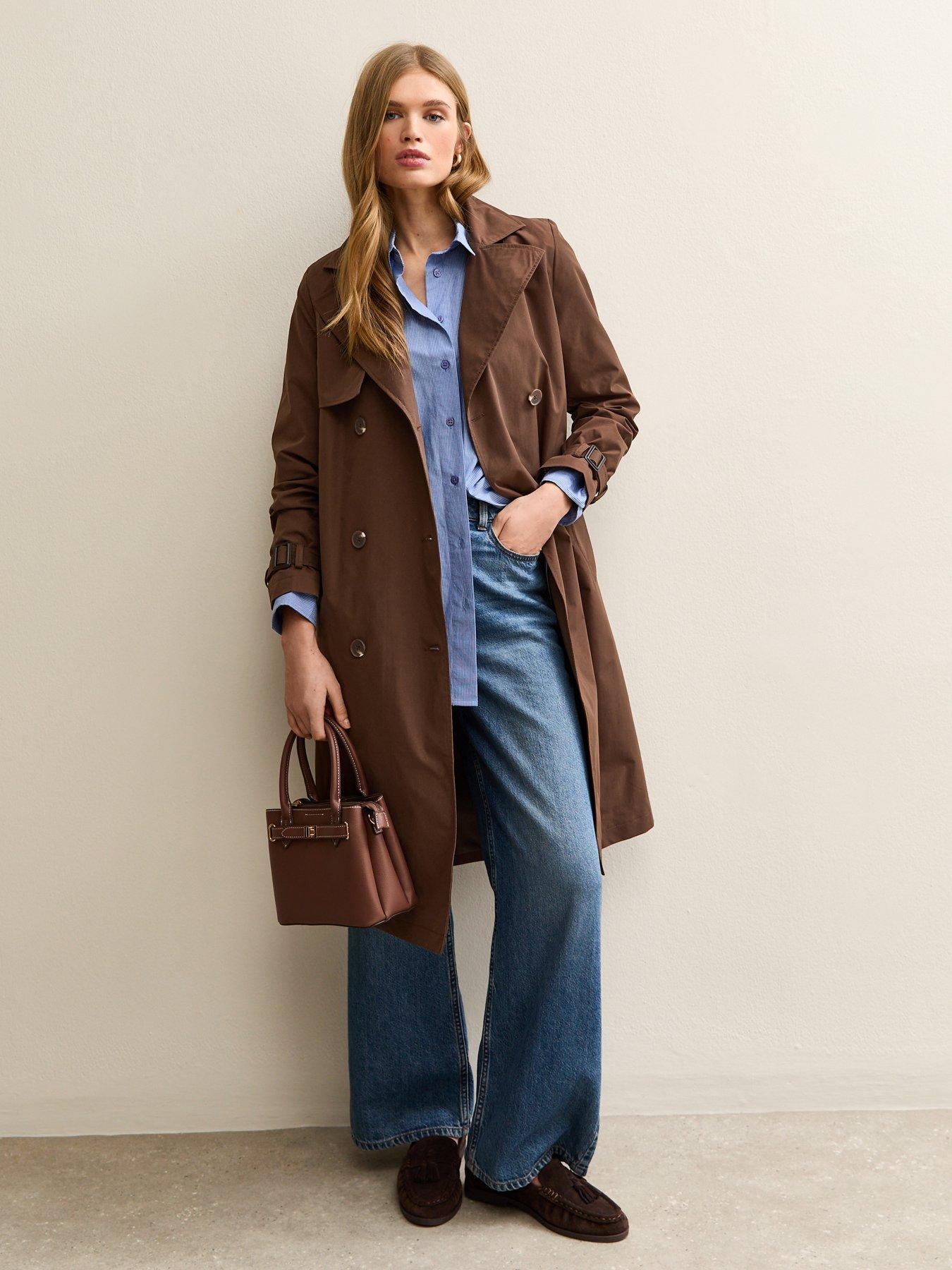 New Look Double Breasted Trench Coat - Dark Brown