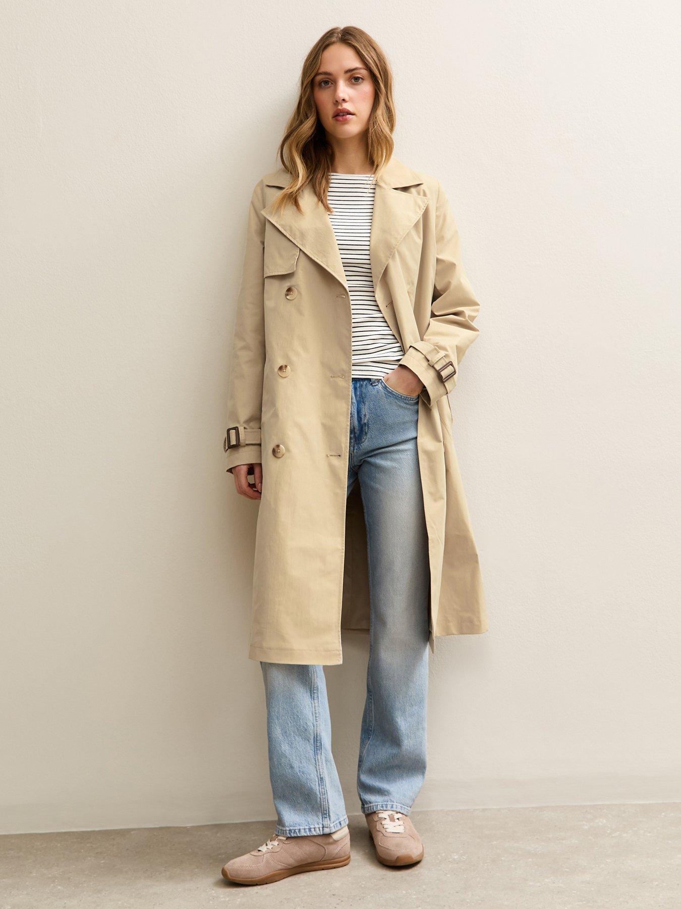 New Look Stone Double Breasted Trench Coat -