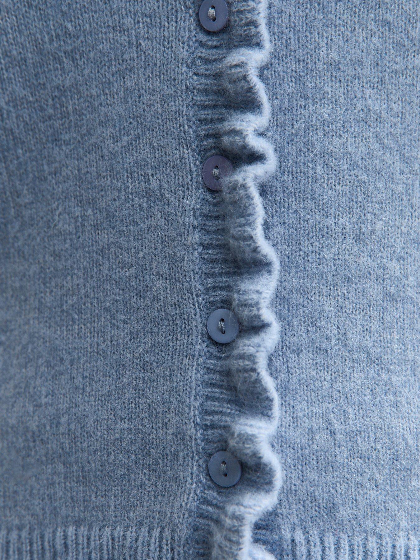 Image 5 of 5 of New Look Frilly Button Front Cardigan - Light Blue