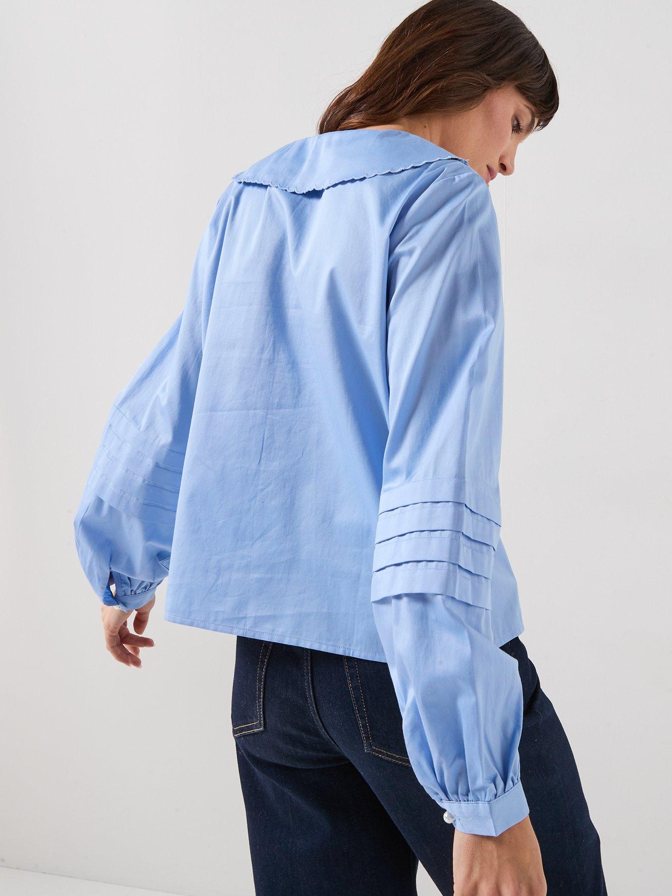 Image 2 of 6 of JDY Willow Long Sleeve Collared Shirt - Blue