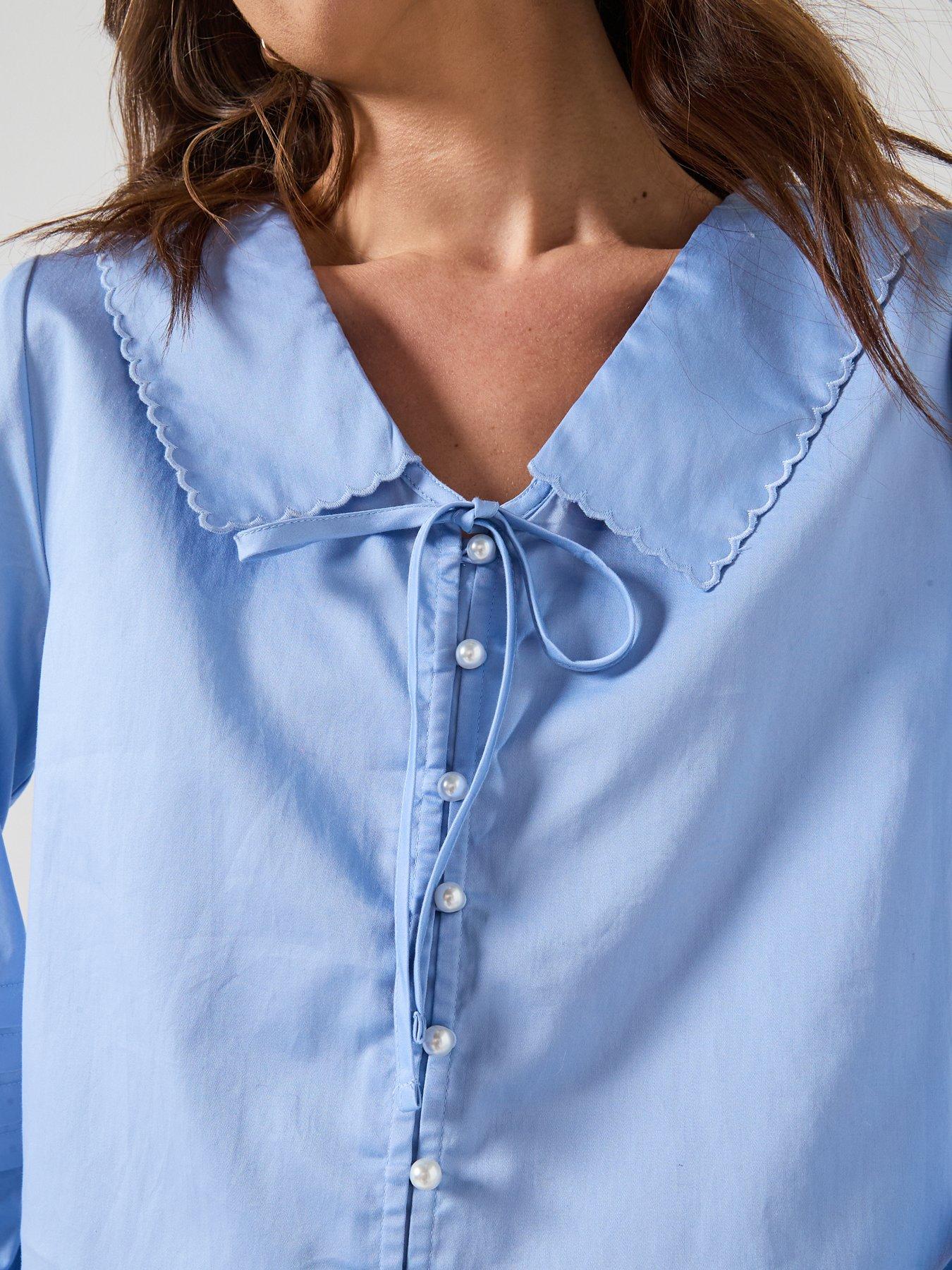 Image 5 of 6 of JDY Willow Long Sleeve Collared Shirt - Blue