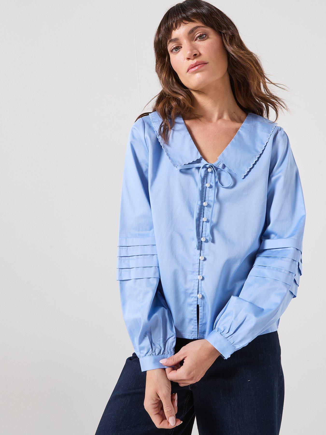 Image 6 of 6 of JDY Willow Long Sleeve Collared Shirt - Blue