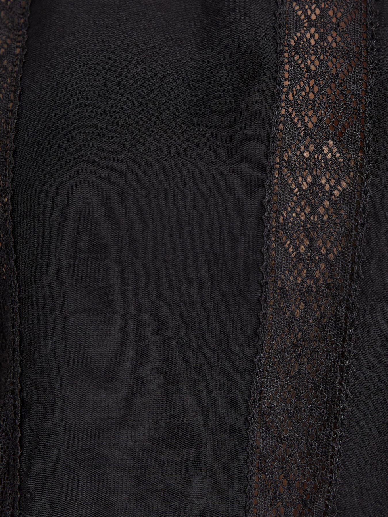 Image 5 of 5 of New Look Lace Insert Frill Neck Blouse - Black