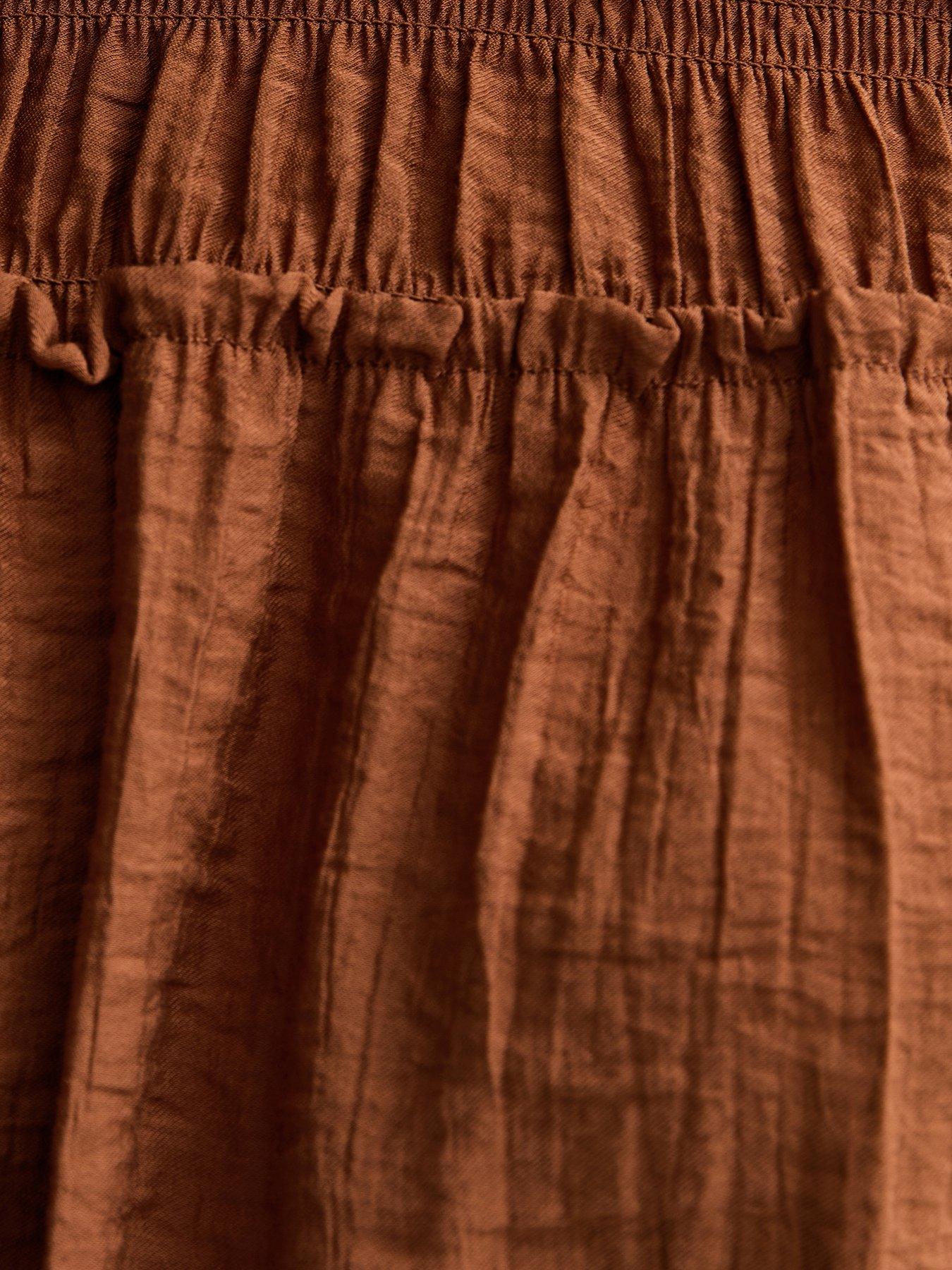 Image 5 of 5 of New Look Shirred Crew Neck Blouse - Dark Brown