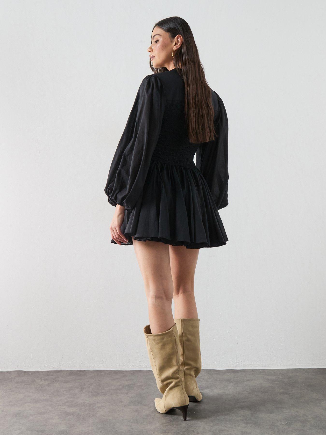 Image 2 of 6 of AllSaints Chia Dress - Black - Black