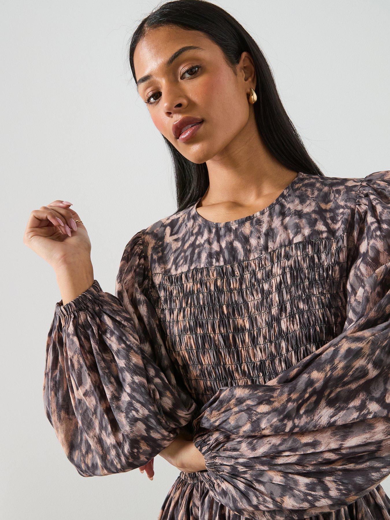 Image 4 of 6 of AllSaints Chia Dress - Prowl Golden Brown