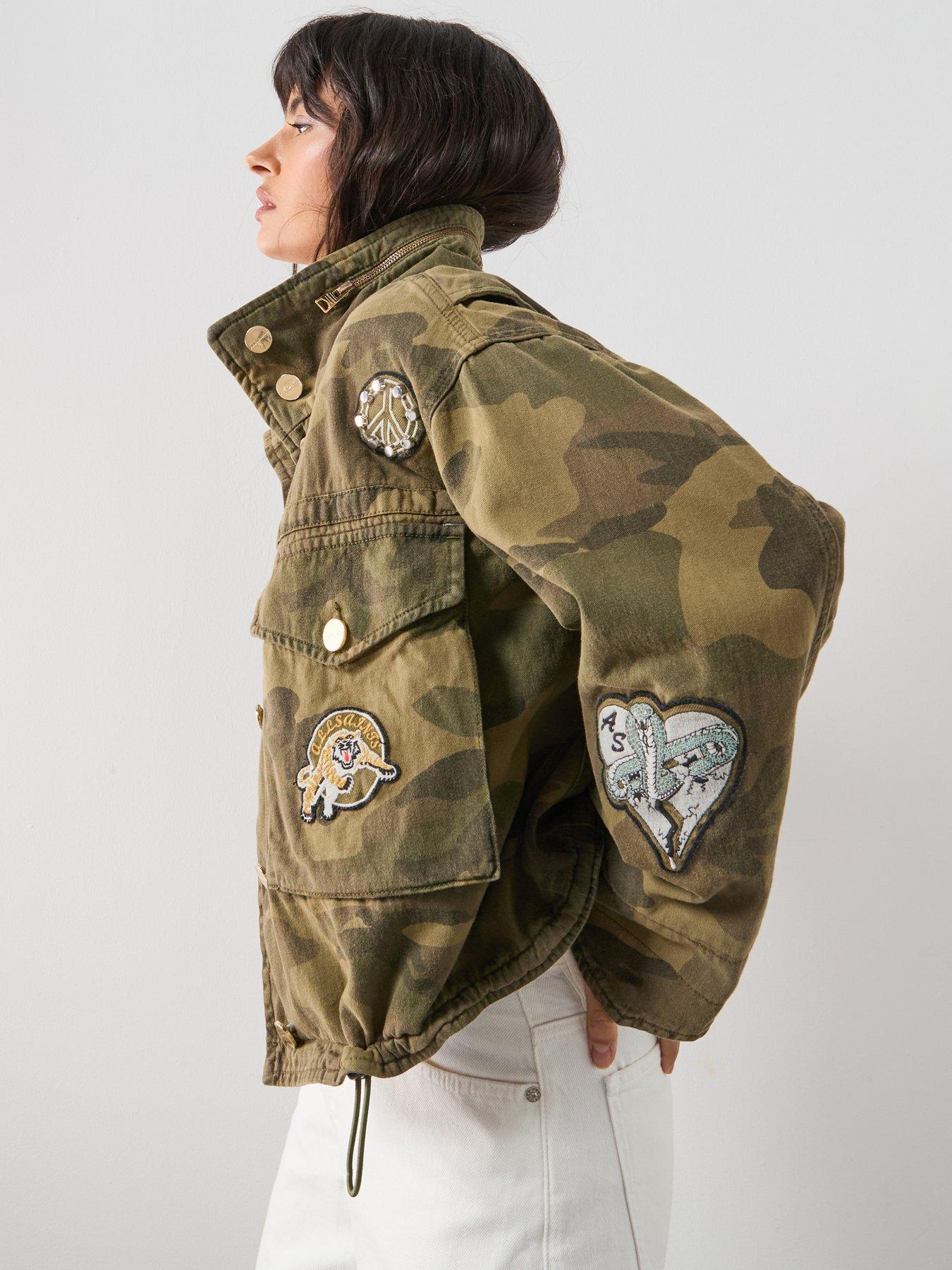 Image 1 of 6 of AllSaints Clay Patch Jacket - Camo Green
