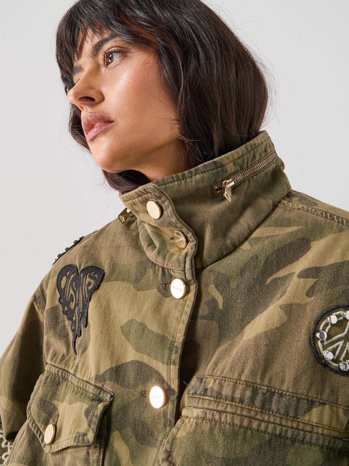 Image 4 of 6 of AllSaints Clay Patch Jacket - Camo Green