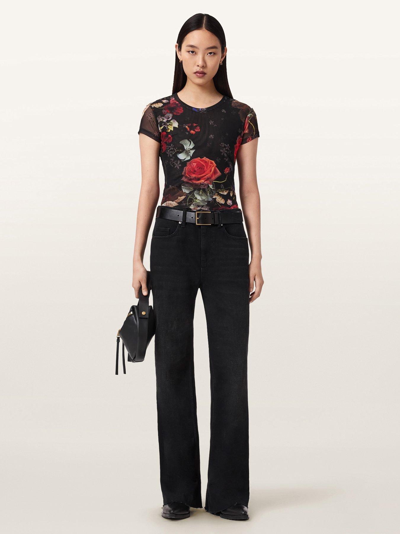 AllSaints: Ellie Haze Mesh Tee - Black