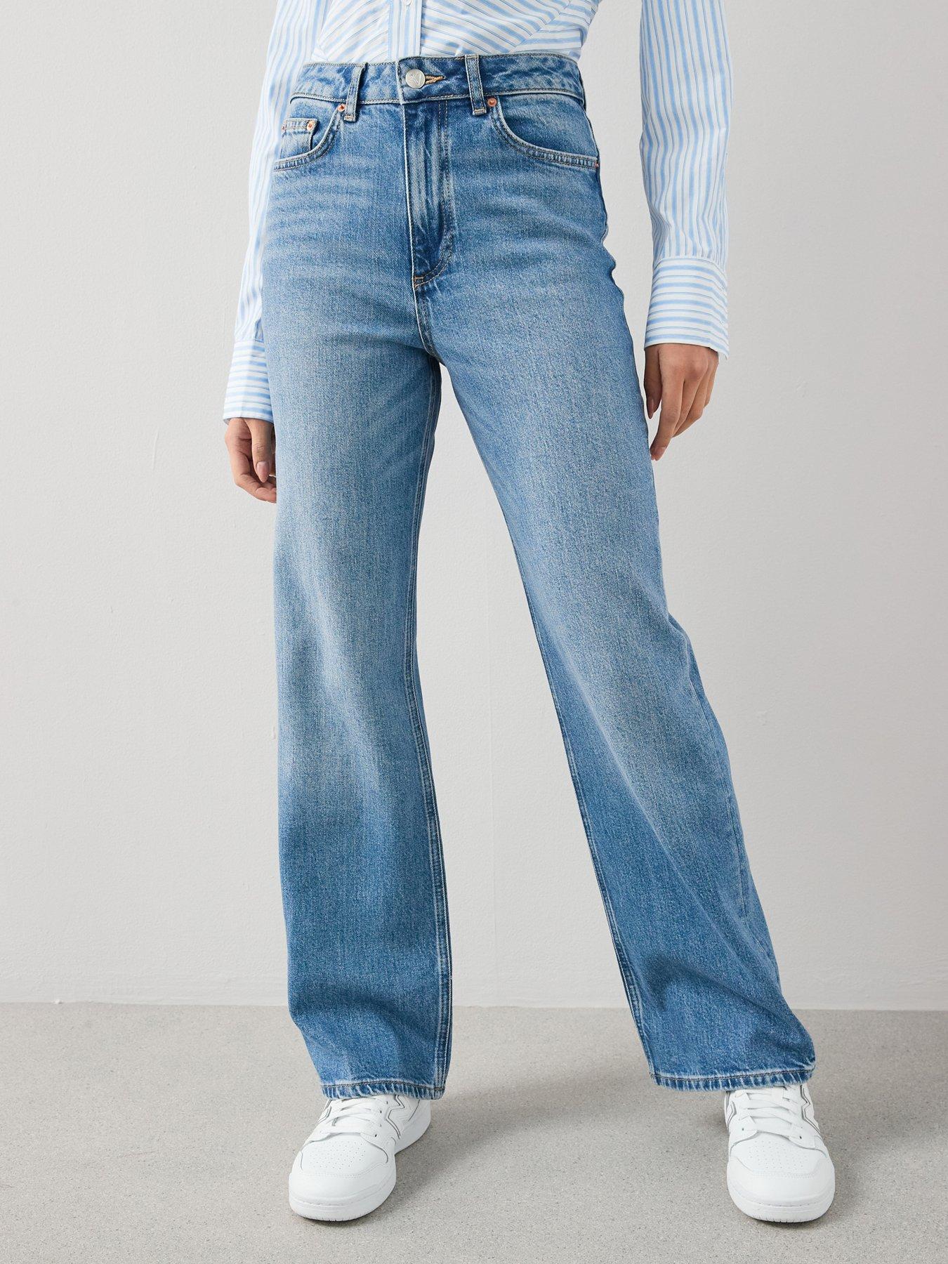 The Very Collection Wide Leg Jeans With Stretch - Mid Wash