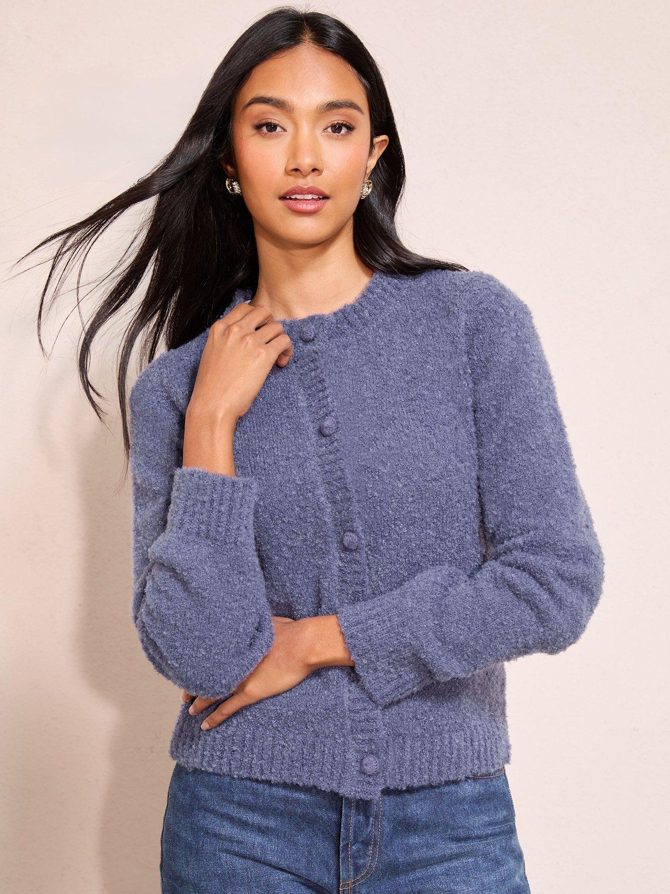 Friends Like These Boucle Textured Cardigan - Blue