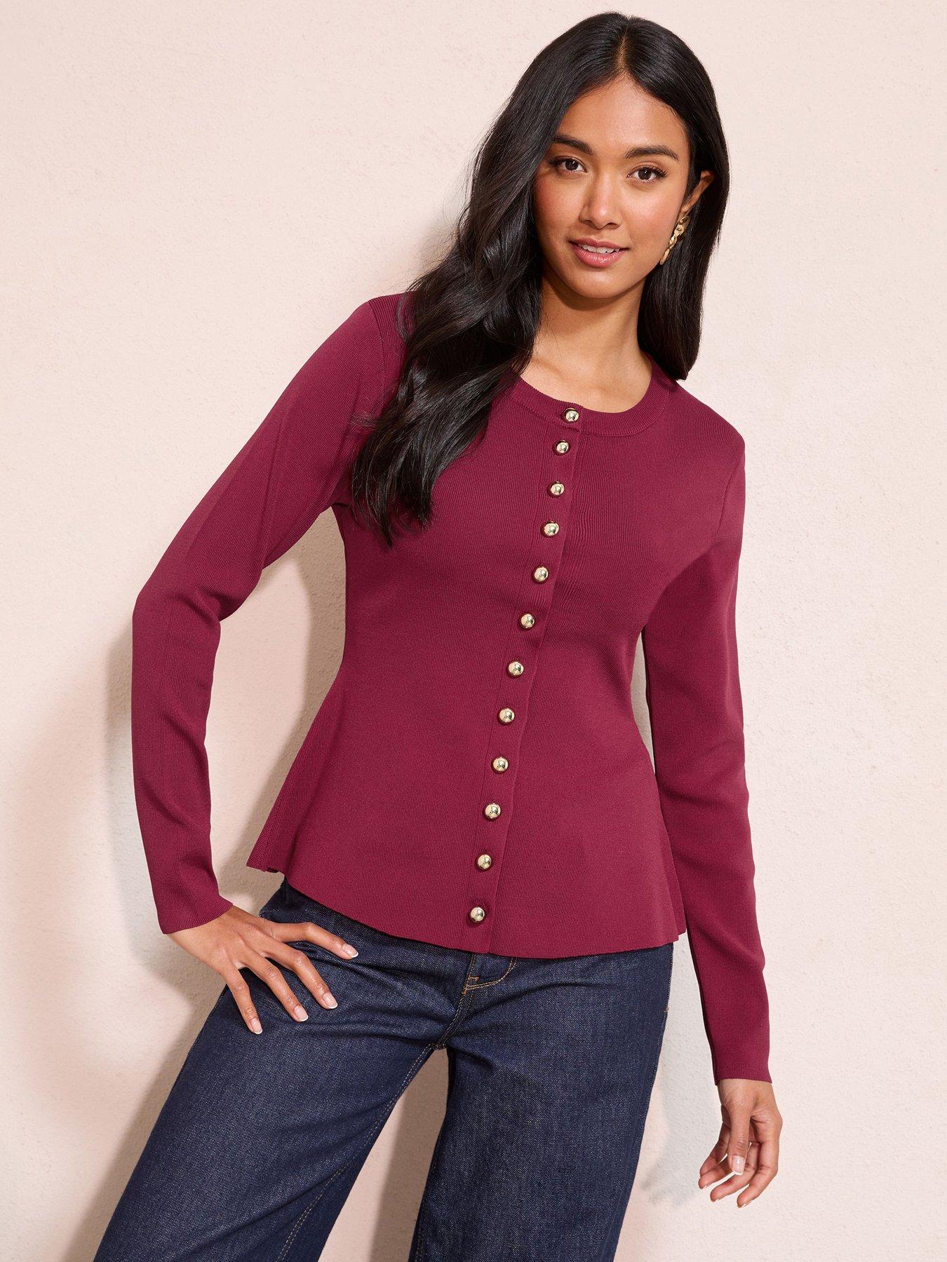 Friends Like These Collarless Button Through Top - Red