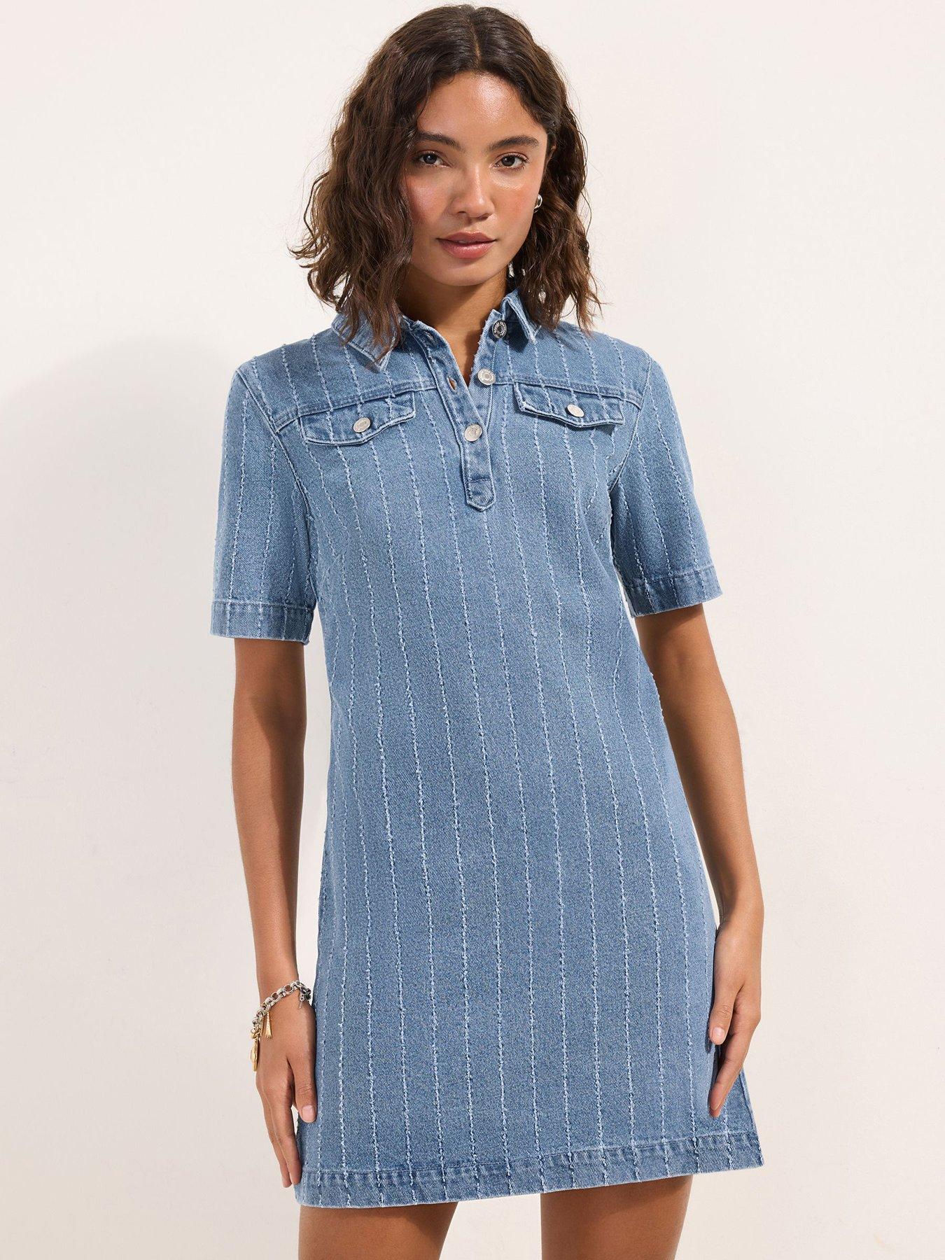 Friends Like These A Line Mini Dress Texture - Blue