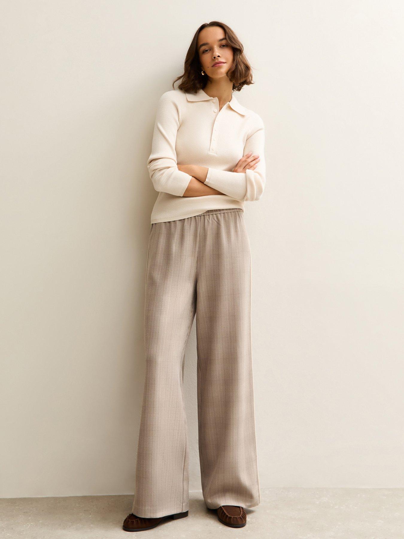 New Look Side Stripe Wide Leg Trouser - Light Brown