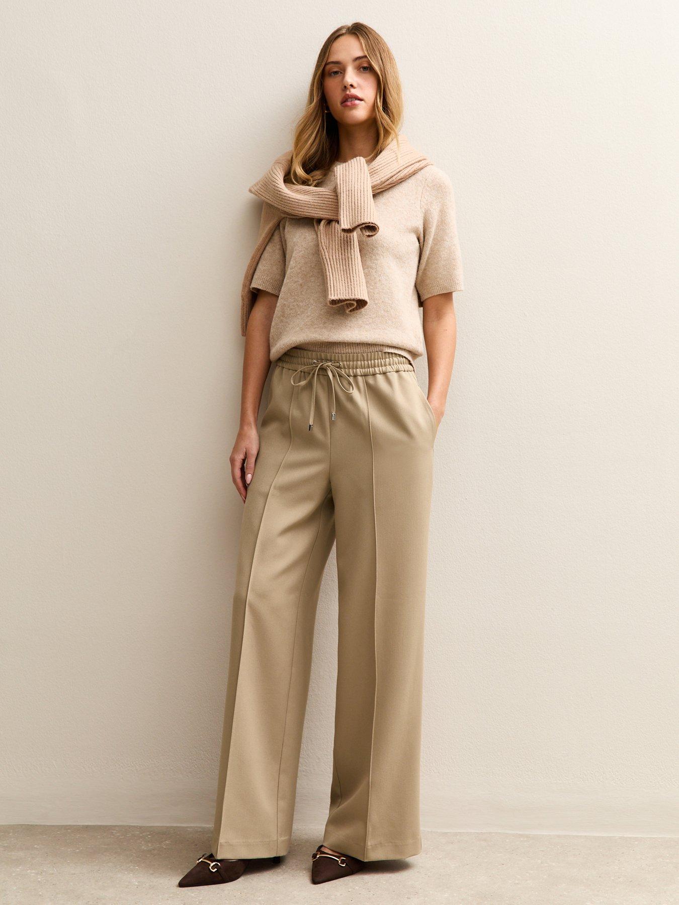 New Look Wide Leg Drawstring Trousers - Camel