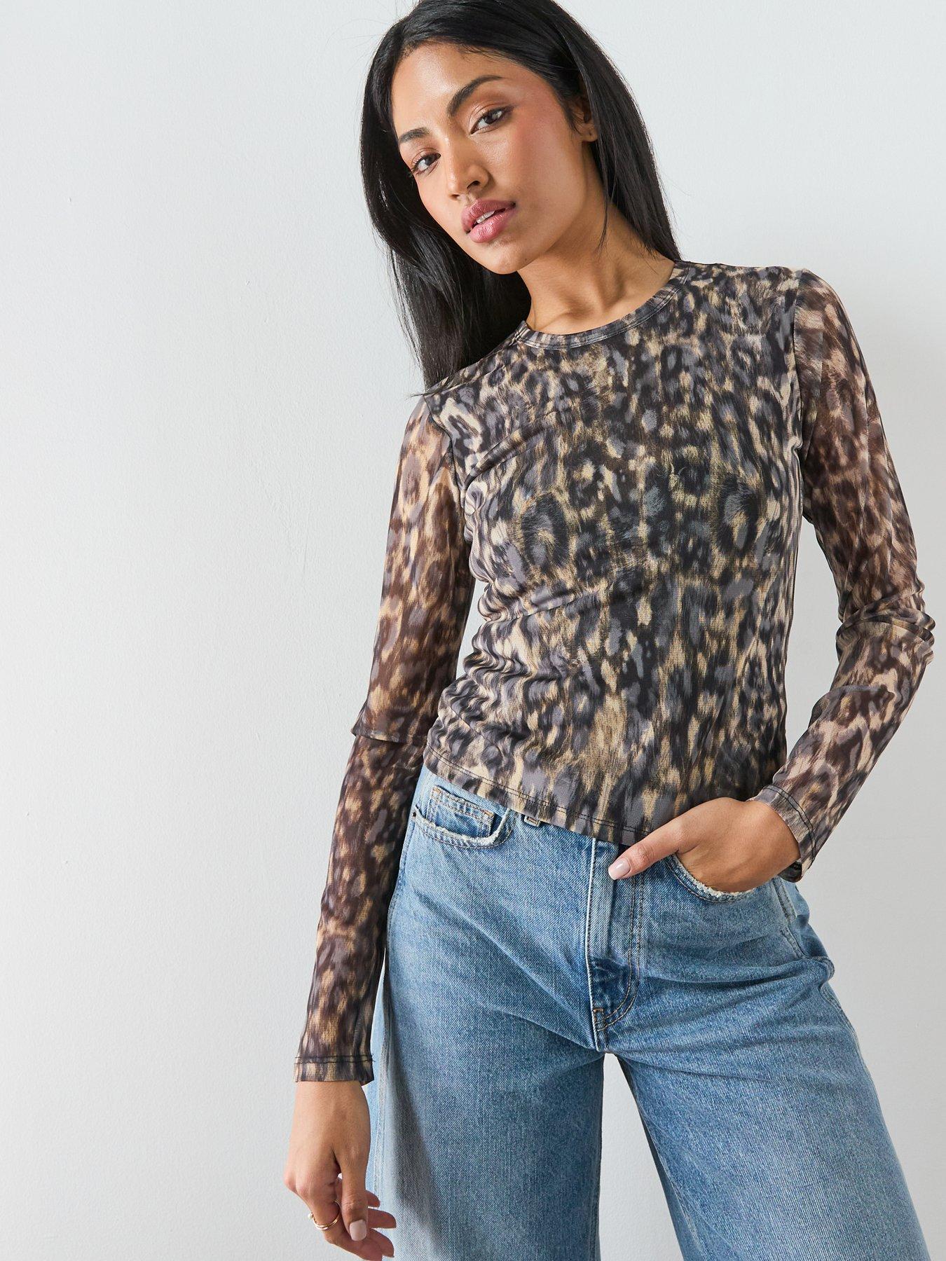 AllSaints Ellie Mesh Long Sleeve T-Shirt - Leppo Brown
