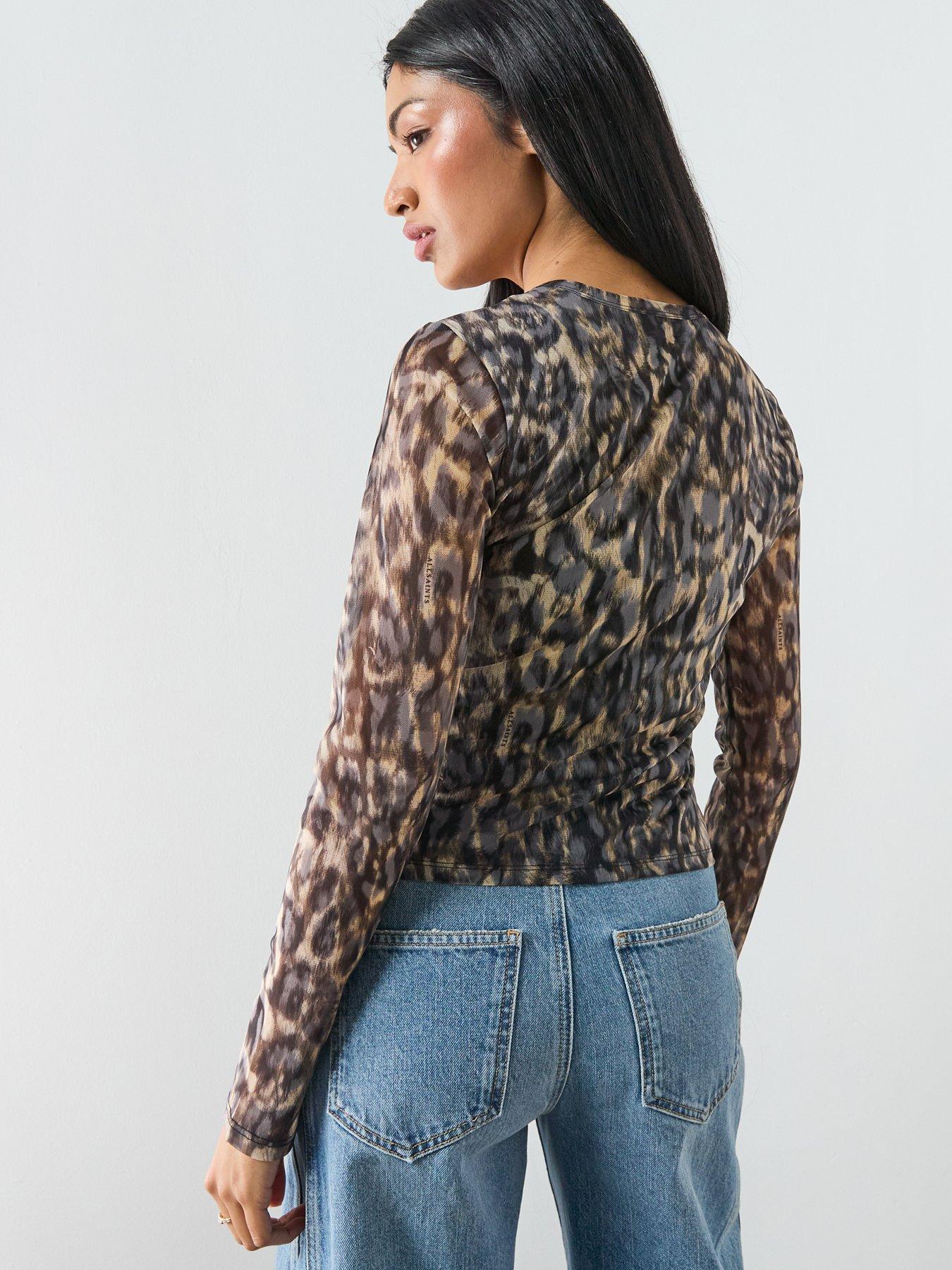 Image 2 of 5 of AllSaints Ellie Mesh Ls Tee - Leppo Brown