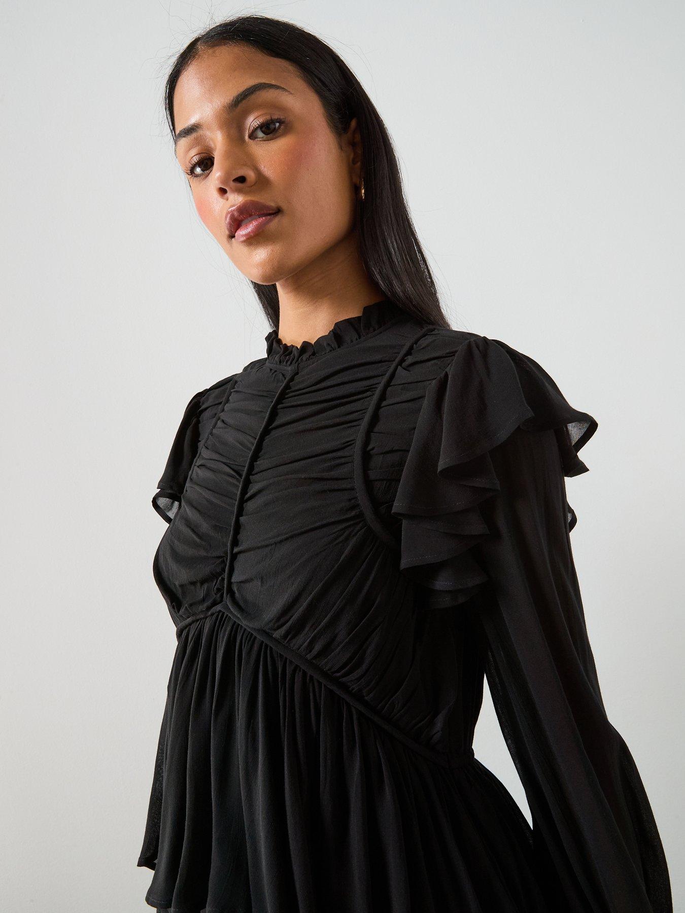 chinese dress ladies AllSaints Women's Dresses Margot Crew Dress Black XS at Amazon Women's  Clothing store main image 0