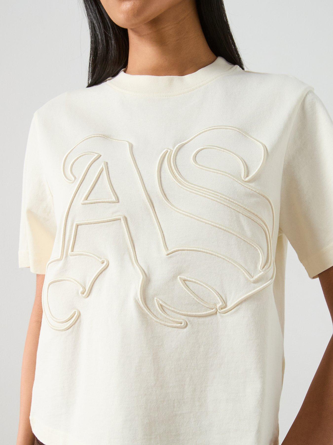 Image 4 of 6 of AllSaints Lisa Embossed Crew Neck T-Shirt - Pebble White