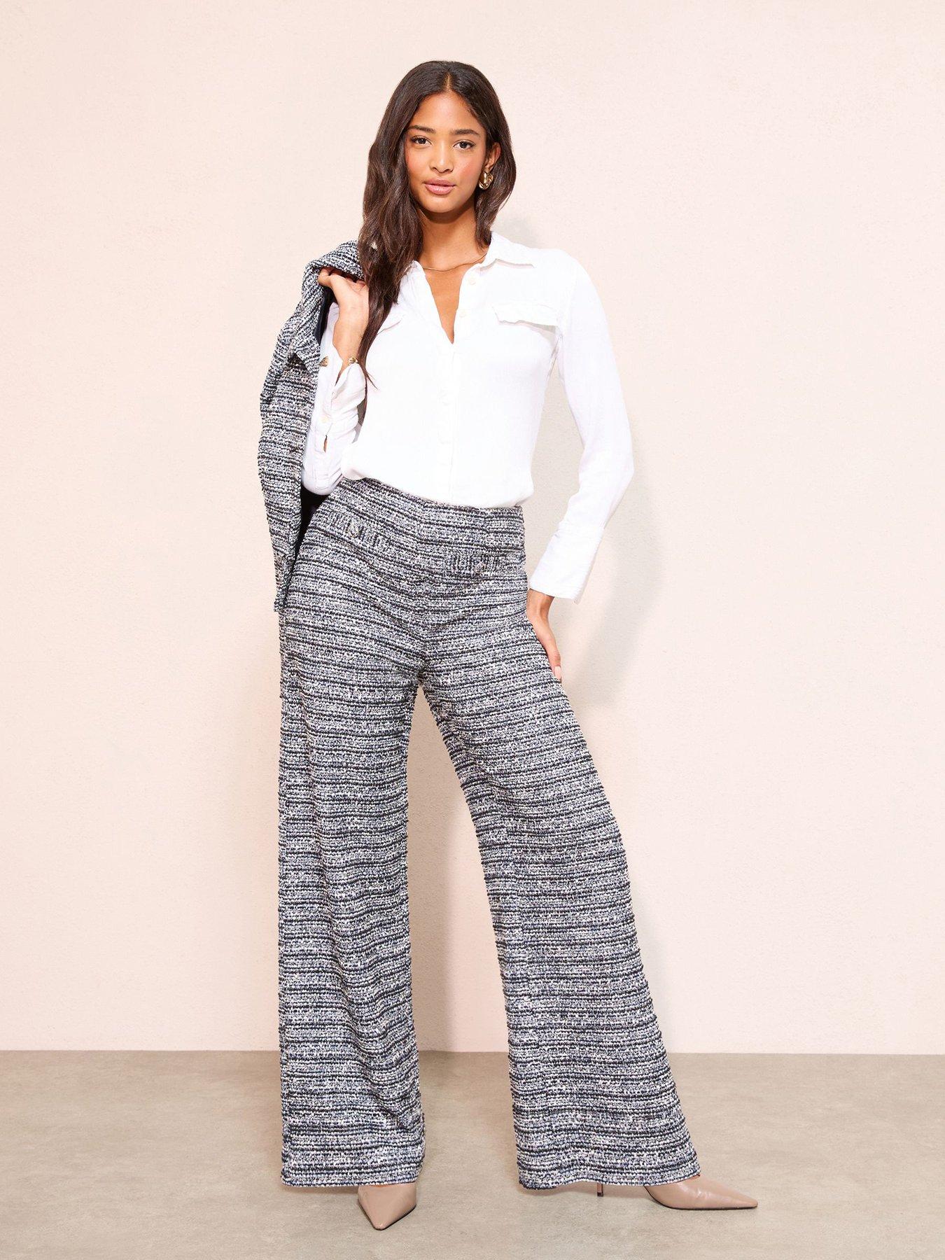 Image 3 of 4 of Friends Like These Boucle Stretch Wide Leg Trouser - Blue