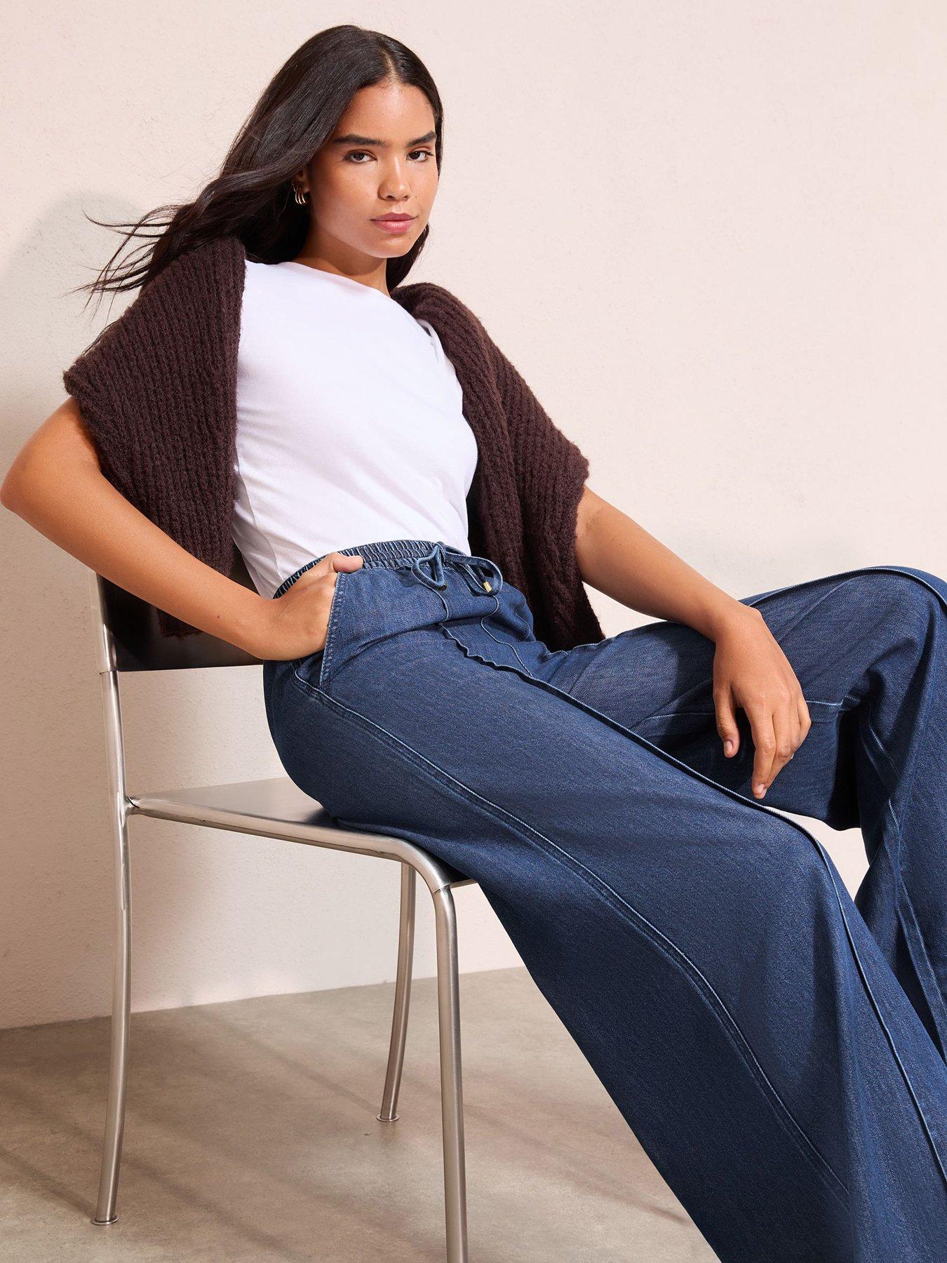 Friends Like These Pintuck Elasticated Wide Leg Jeans - Blue | Very