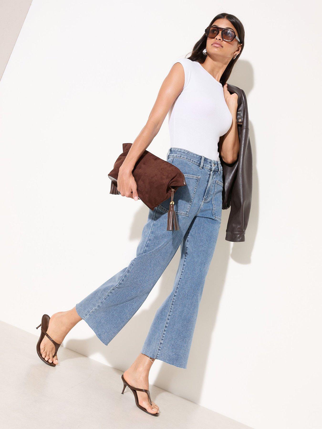 Image 2 of 4 of Friends Like These Wide Leg Crop Jean - Blue